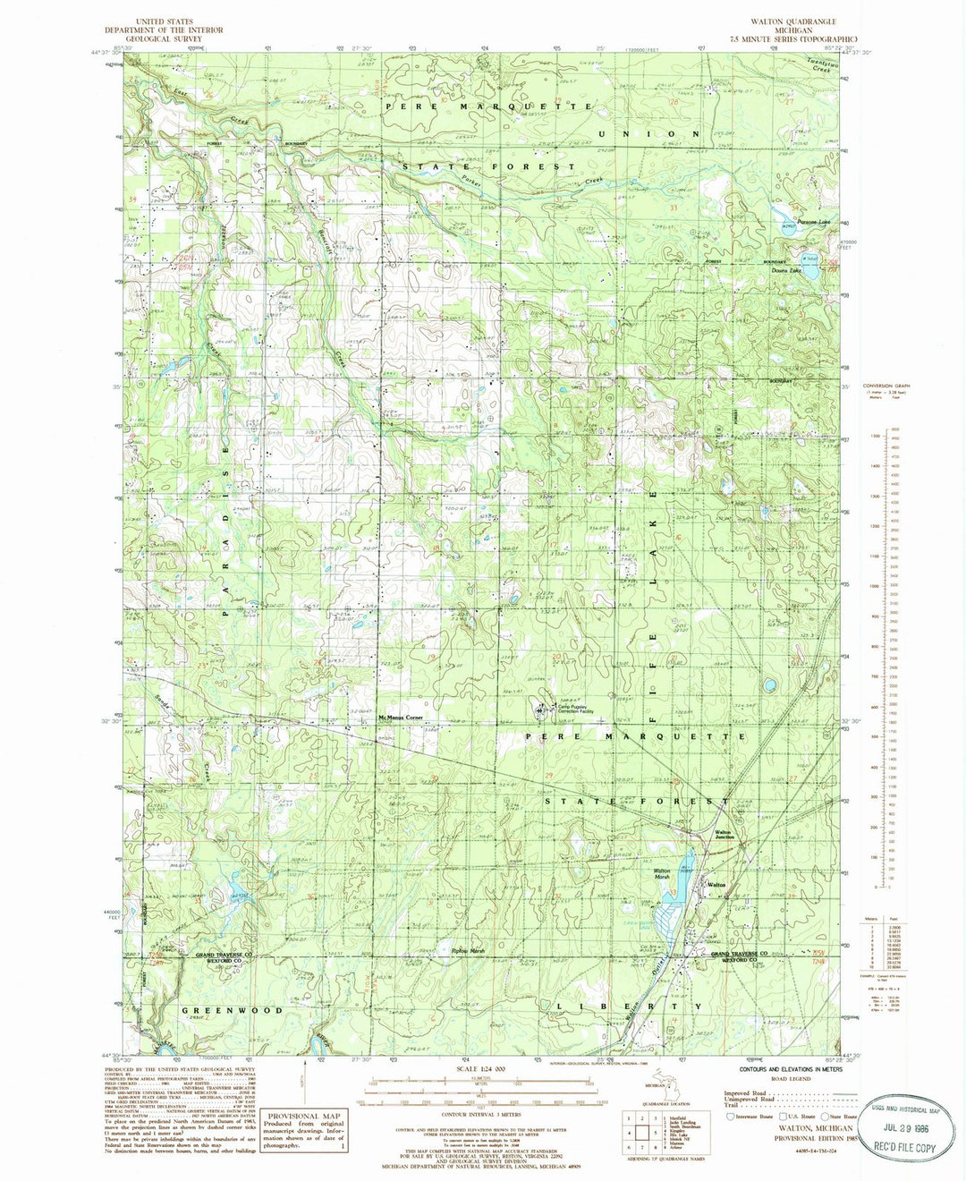 1985 Walton, MI - Michigan - USGS Topographic Map