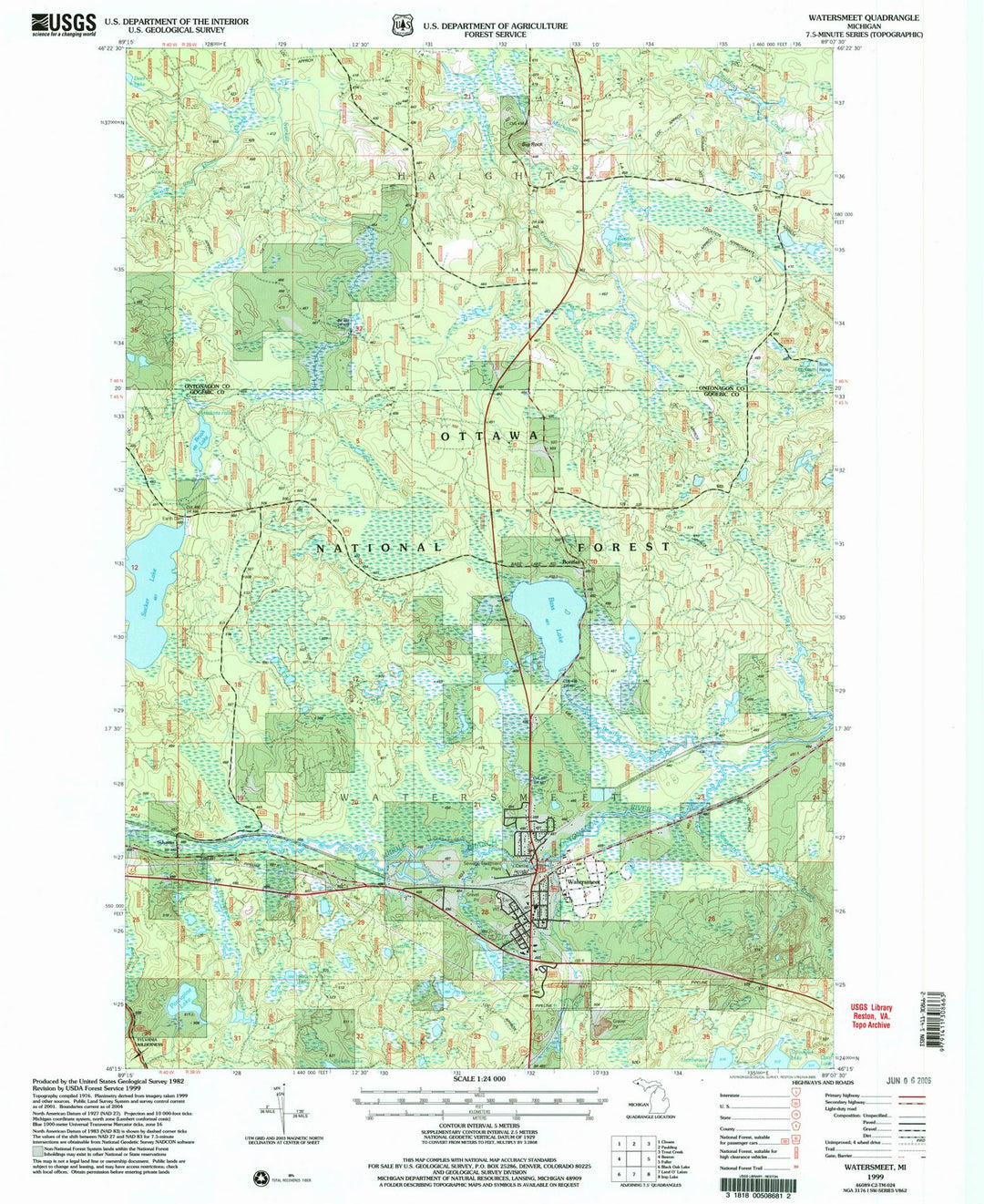 1999 Watersmeet, MI - Michigan - USGS Topographic Map