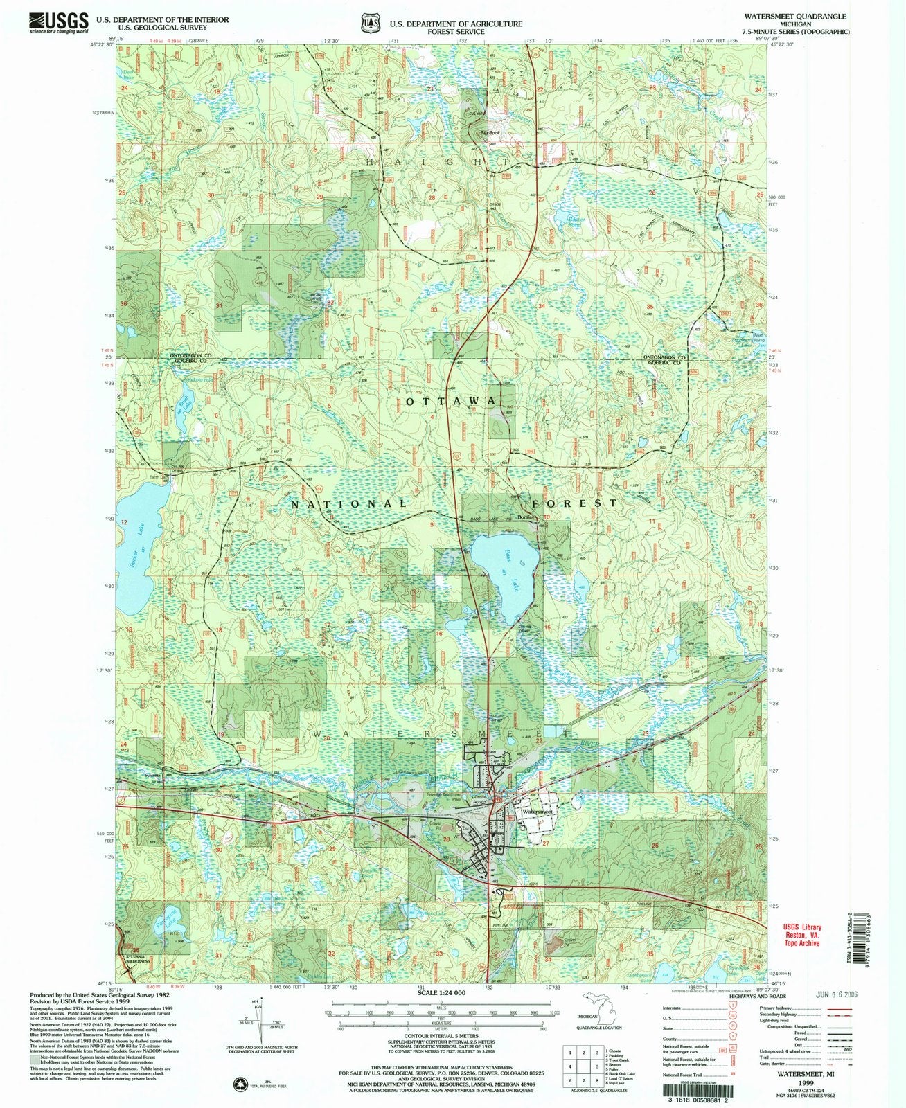 1999 Watersmeet, MI - Michigan - USGS Topographic Map