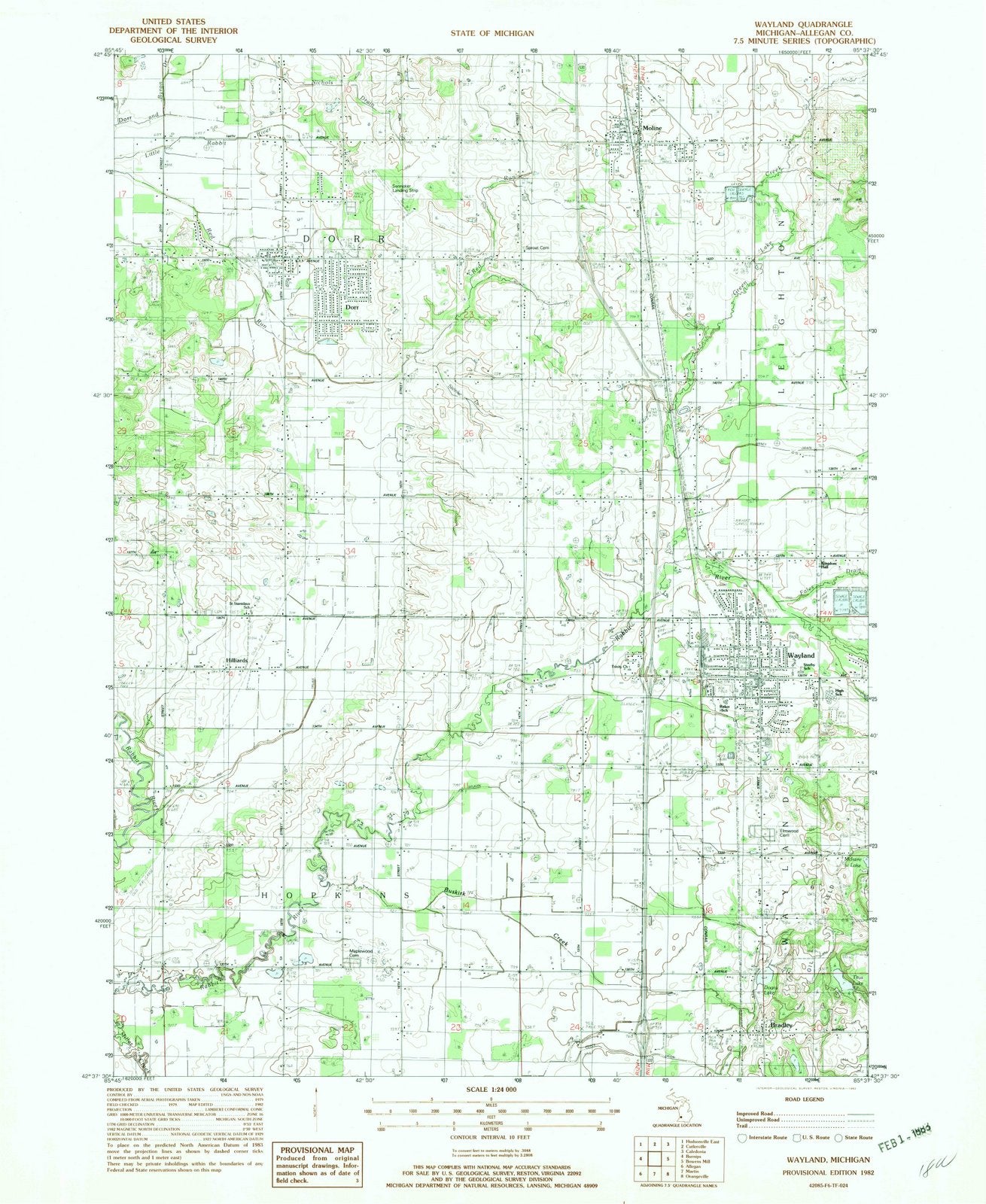 1982 Wayland, MI - Michigan - USGS Topographic Map