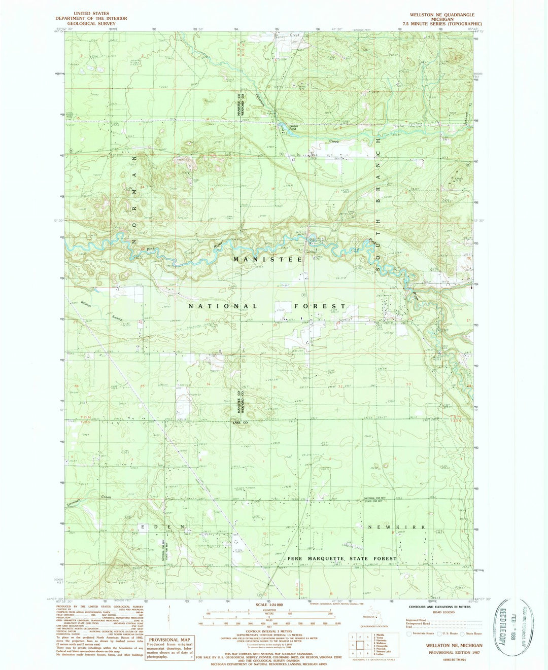 1987 Wellston, MI - Michigan - USGS Topographic Map