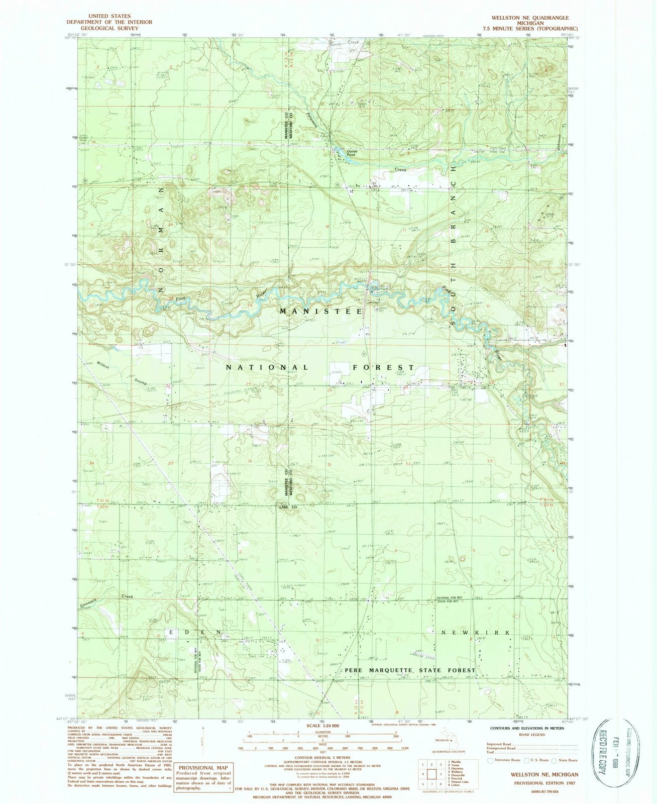 1987 Wellston, MI - Michigan - USGS Topographic Map