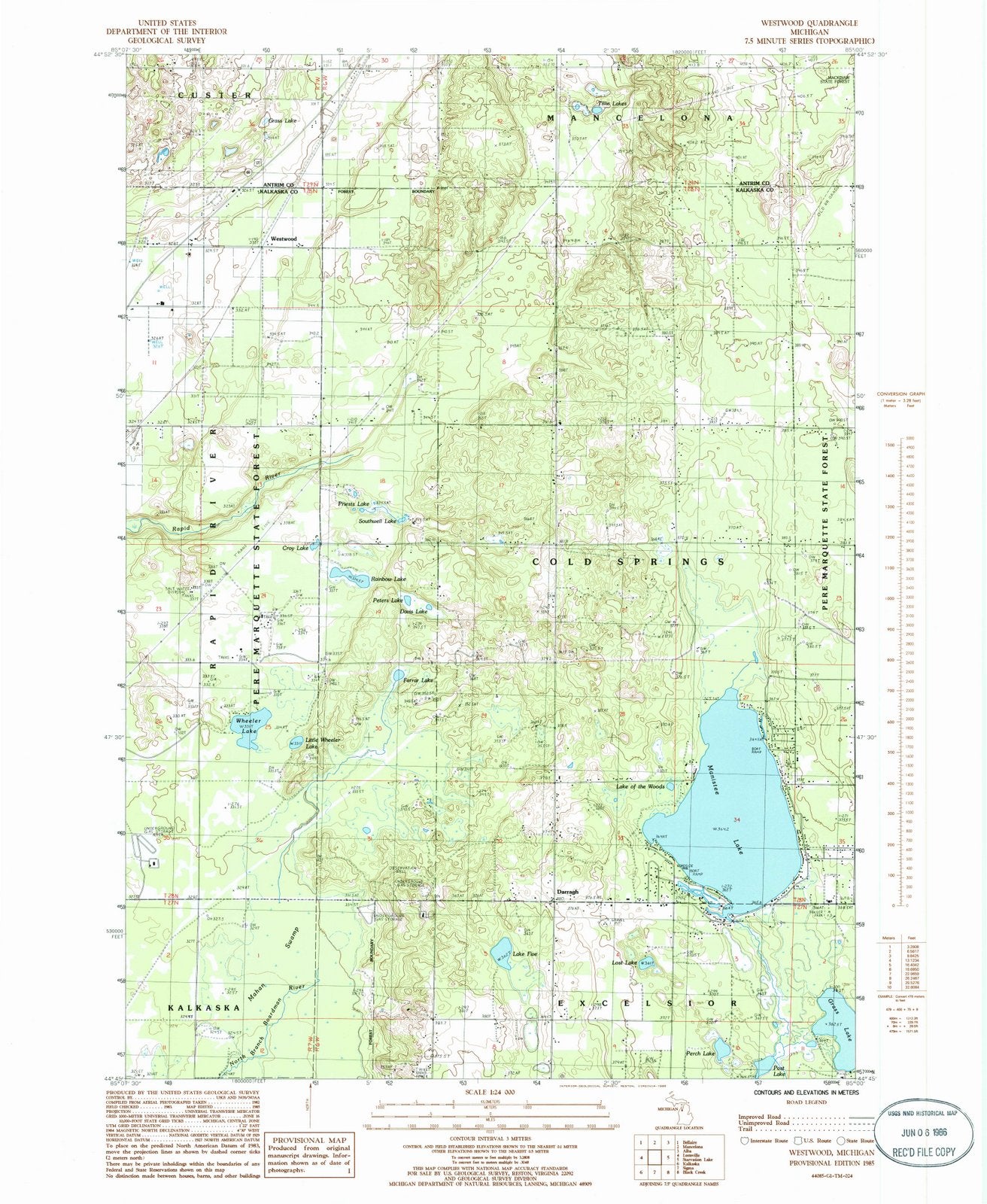 1985 Westwood, MI - Michigan - USGS Topographic Map