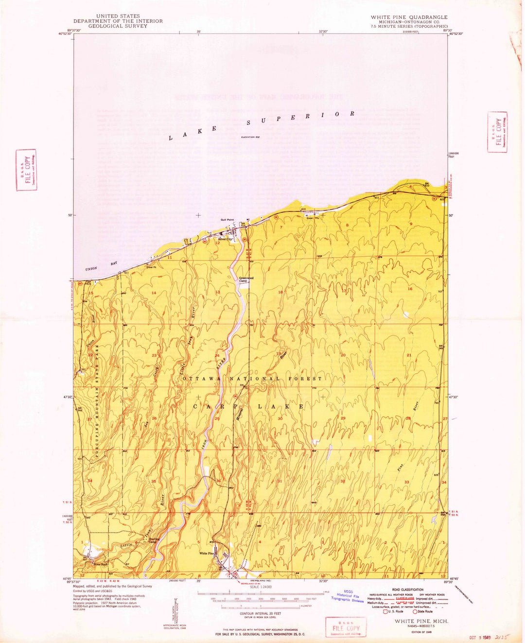 1949 White Pine, MI - Michigan - USGS Topographic Map