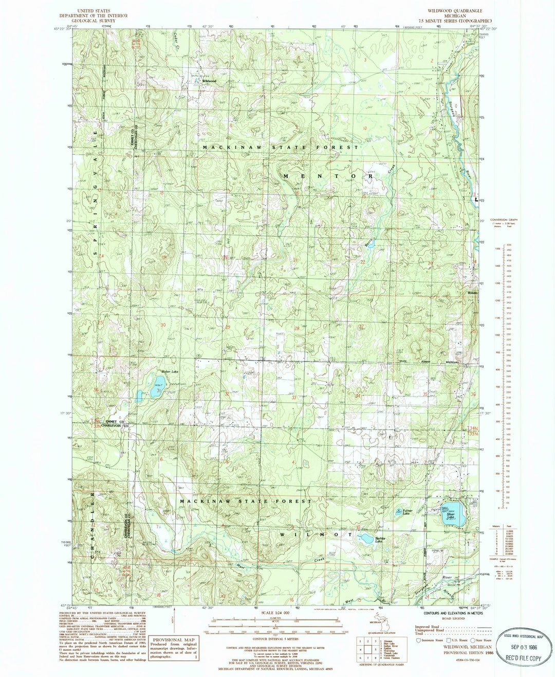 1986 Wildwood, MI - Michigan - USGS Topographic Map