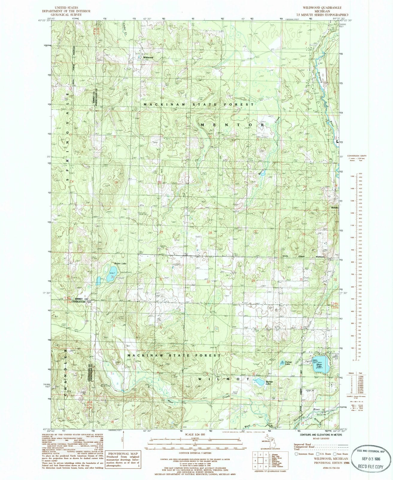 1986 Wildwood, MI - Michigan - USGS Topographic Map