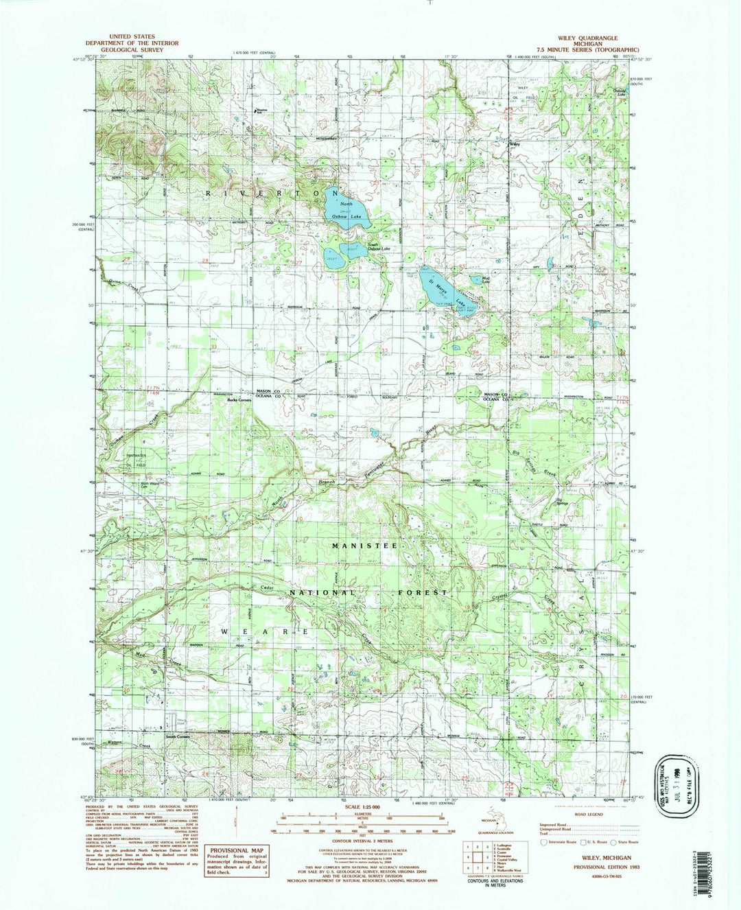 1983 Wiley, MI - Michigan - USGS Topographic Map
