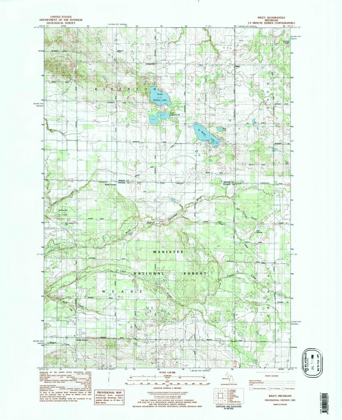 1983 Wiley, MI - Michigan - USGS Topographic Map