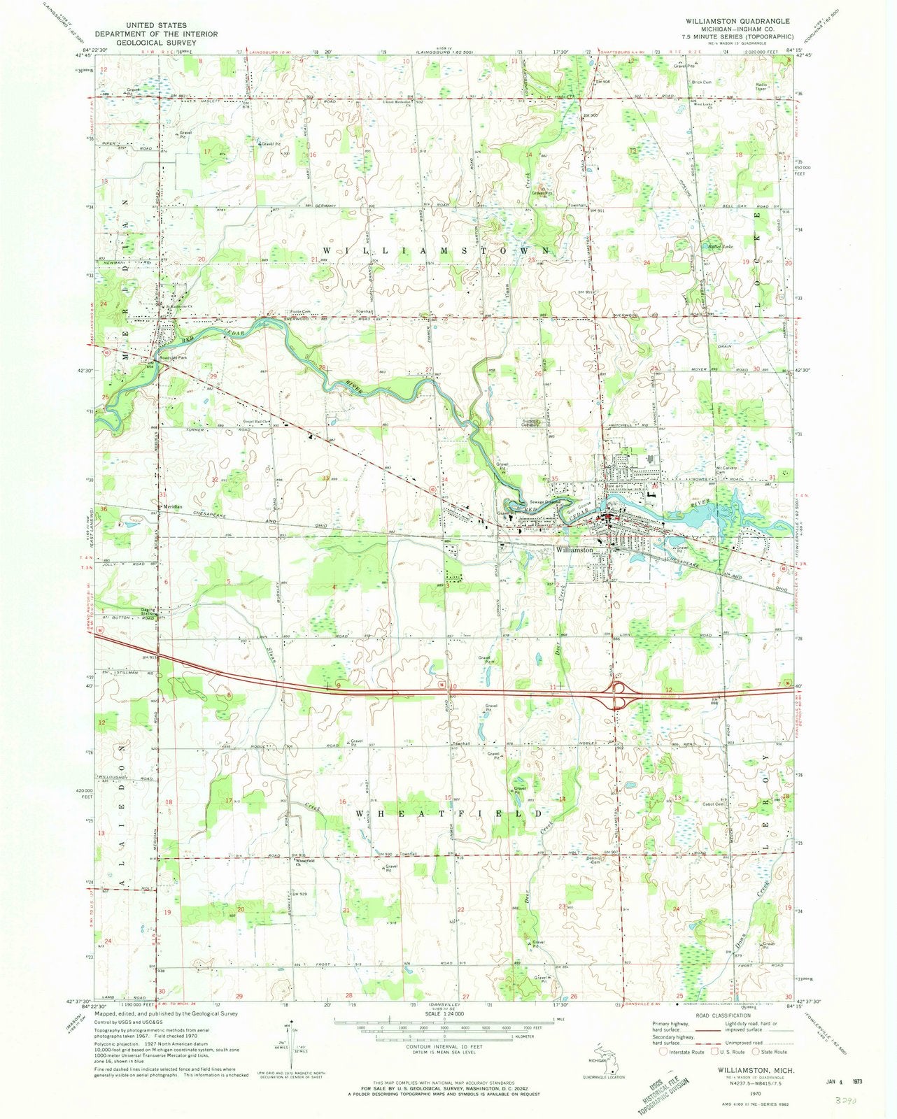 1970 Williamston, MI - Michigan - USGS Topographic Map