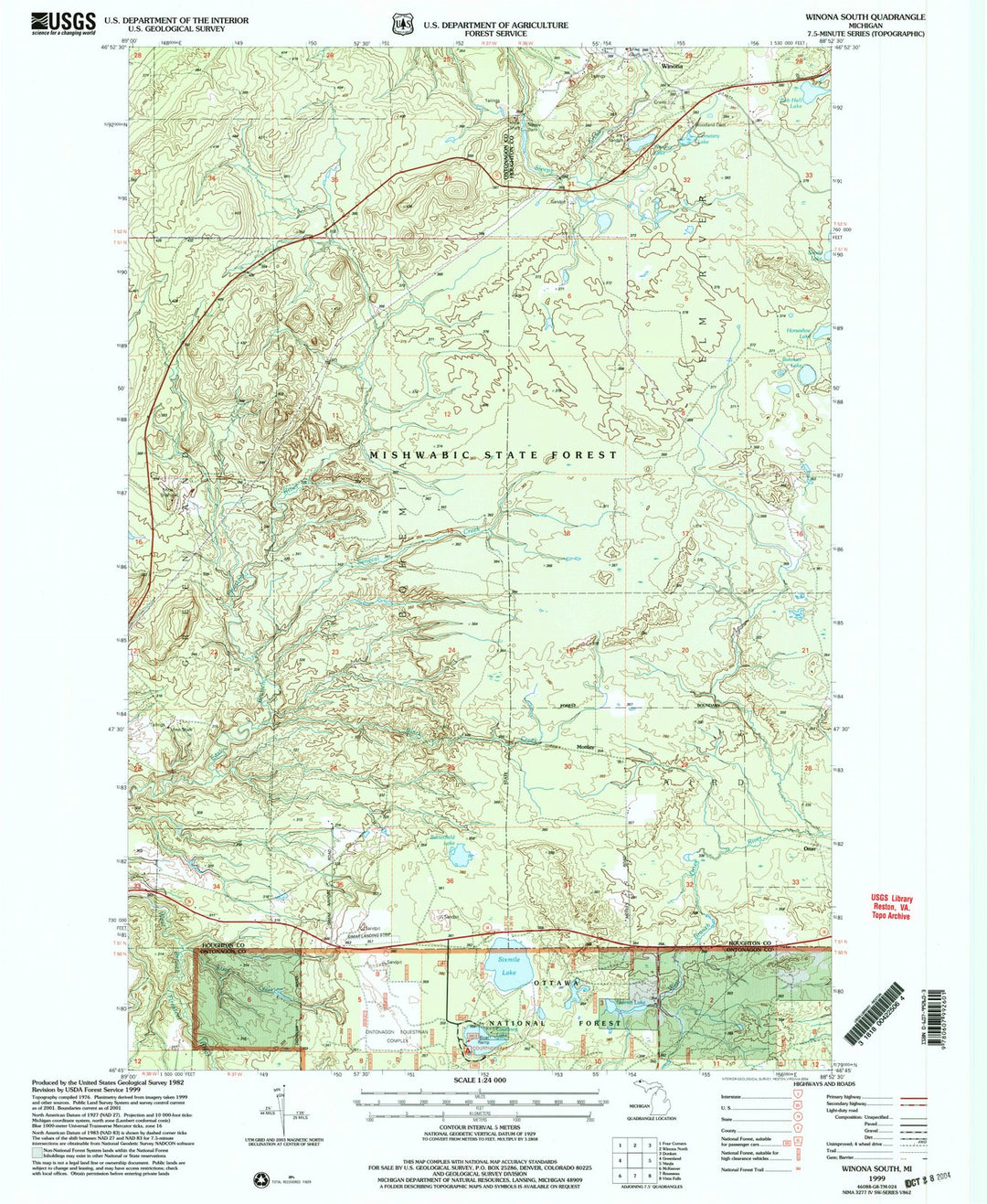 1999 Winona South, MI - Michigan - USGS Topographic Map