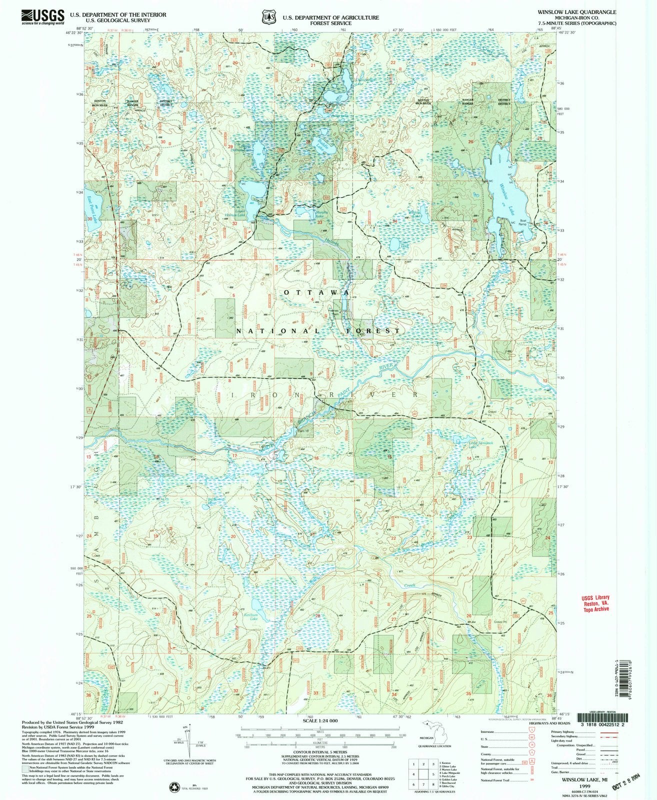 1999 Winslow Lake, MI - Michigan - USGS Topographic Map