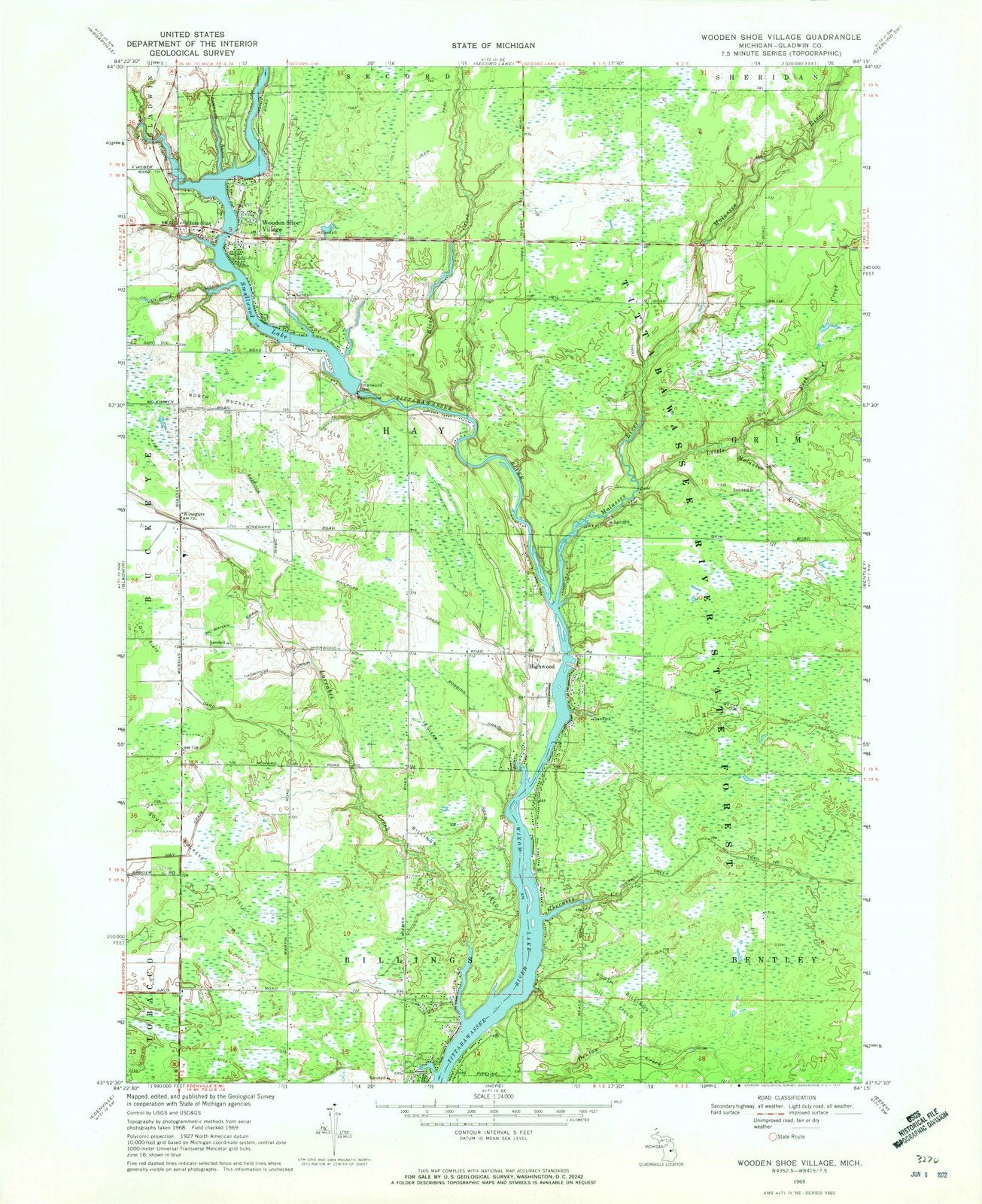 1969 Wooden Shoe Village, MI - Michigan - USGS Topographic Map