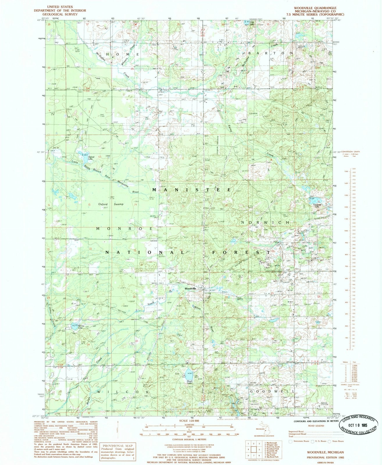 1985 Woodville, MI - Michigan - USGS Topographic Map v2