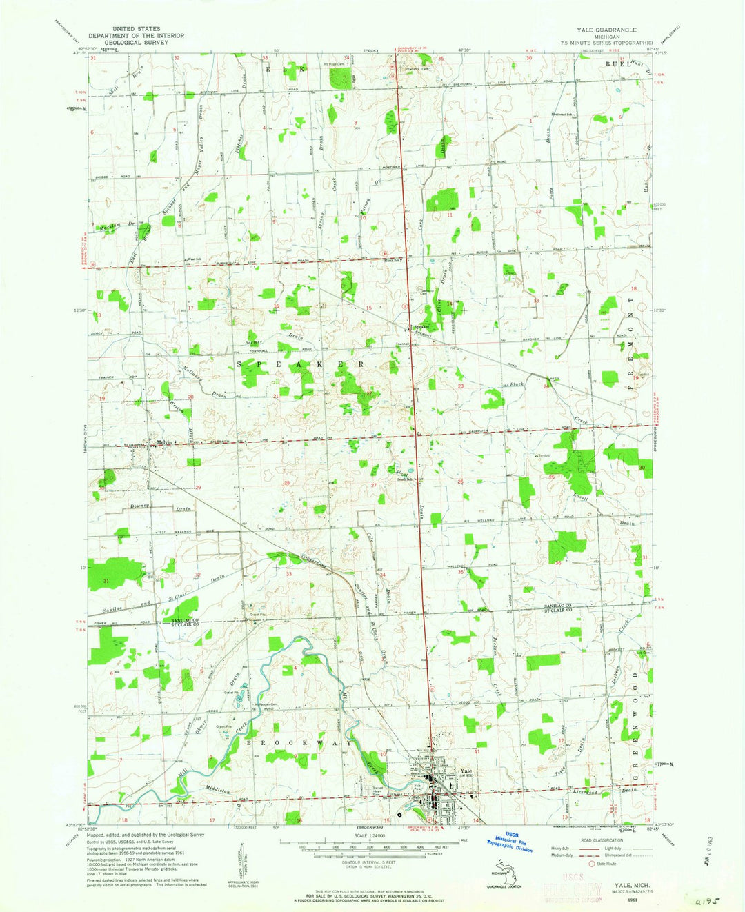 1961 Yale, MI - Michigan - USGS Topographic Map