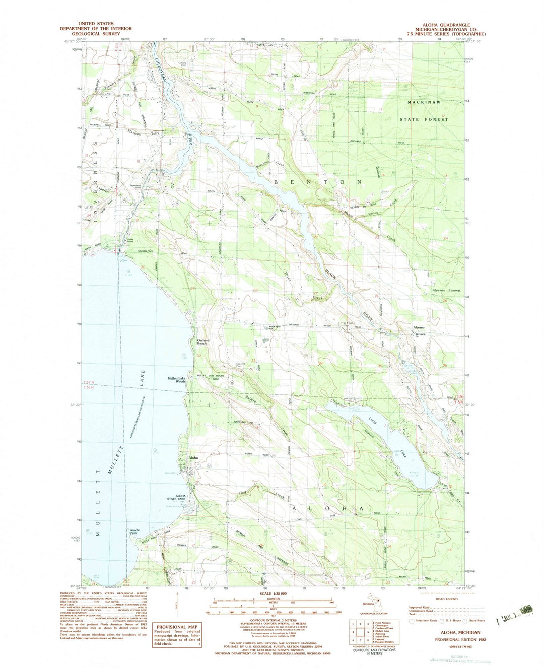1982 Aloha, MI - Michigan - USGS Topographic Map