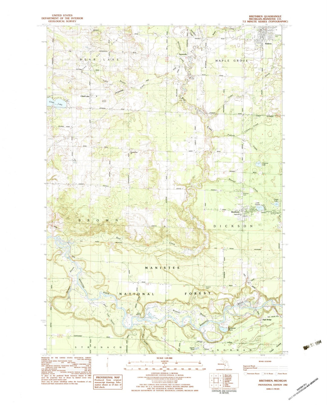 1982 Brethren, MI - Michigan - USGS Topographic Map