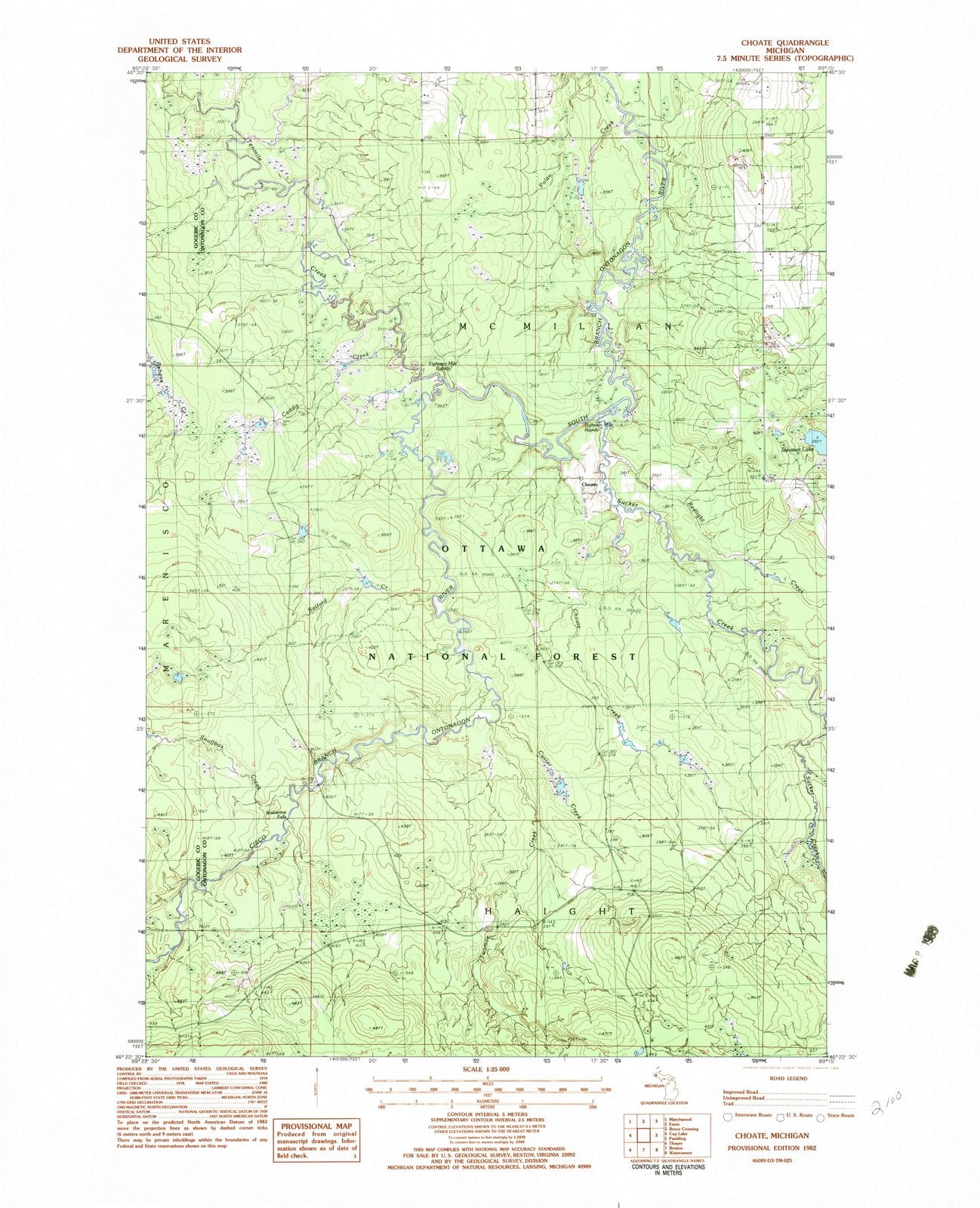 1982 Choate, MI - Michigan - USGS Topographic Map