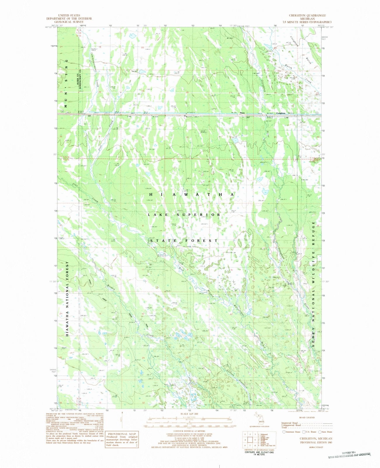 1983 Creighton, MI - Michigan - USGS Topographic Map