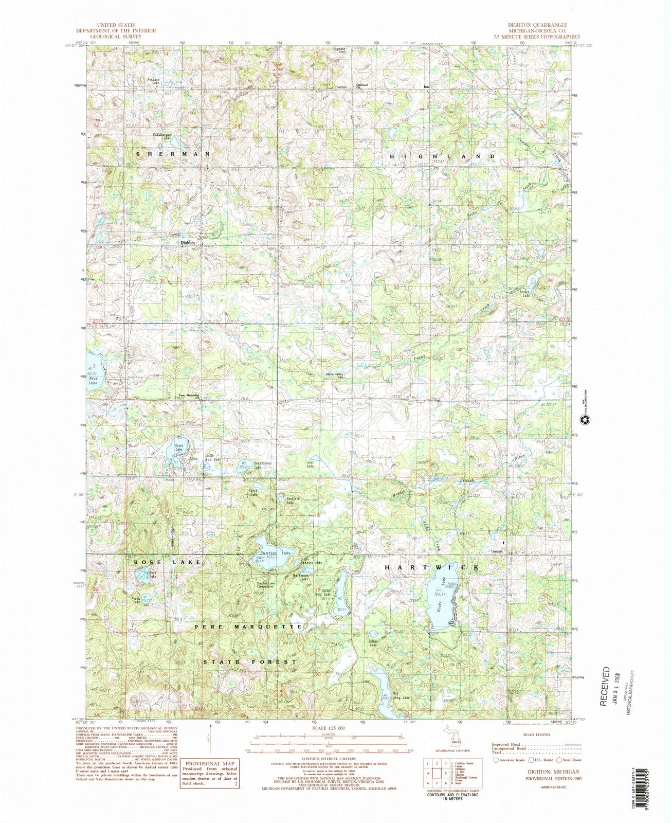 1983 Dighton, MI - Michigan - USGS Topographic Map