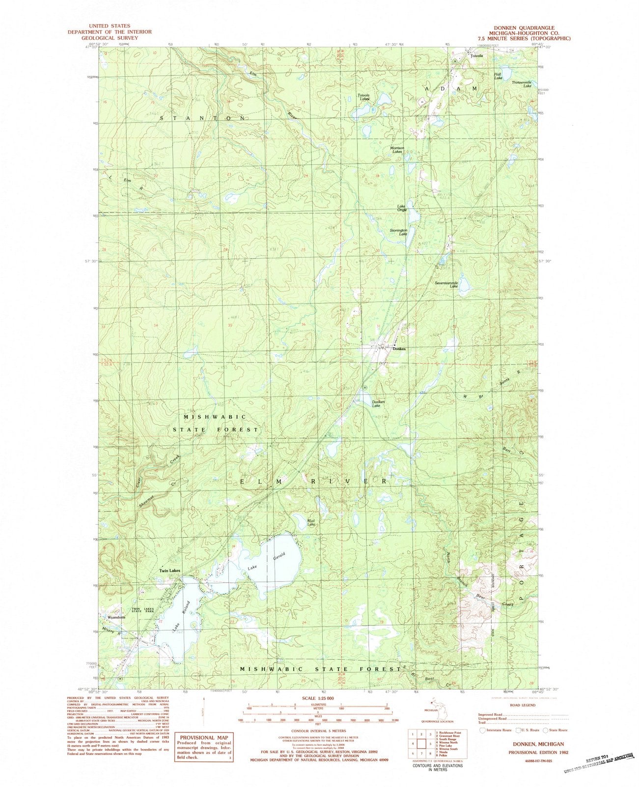 1982 Donken, MI - Michigan - USGS Topographic Map