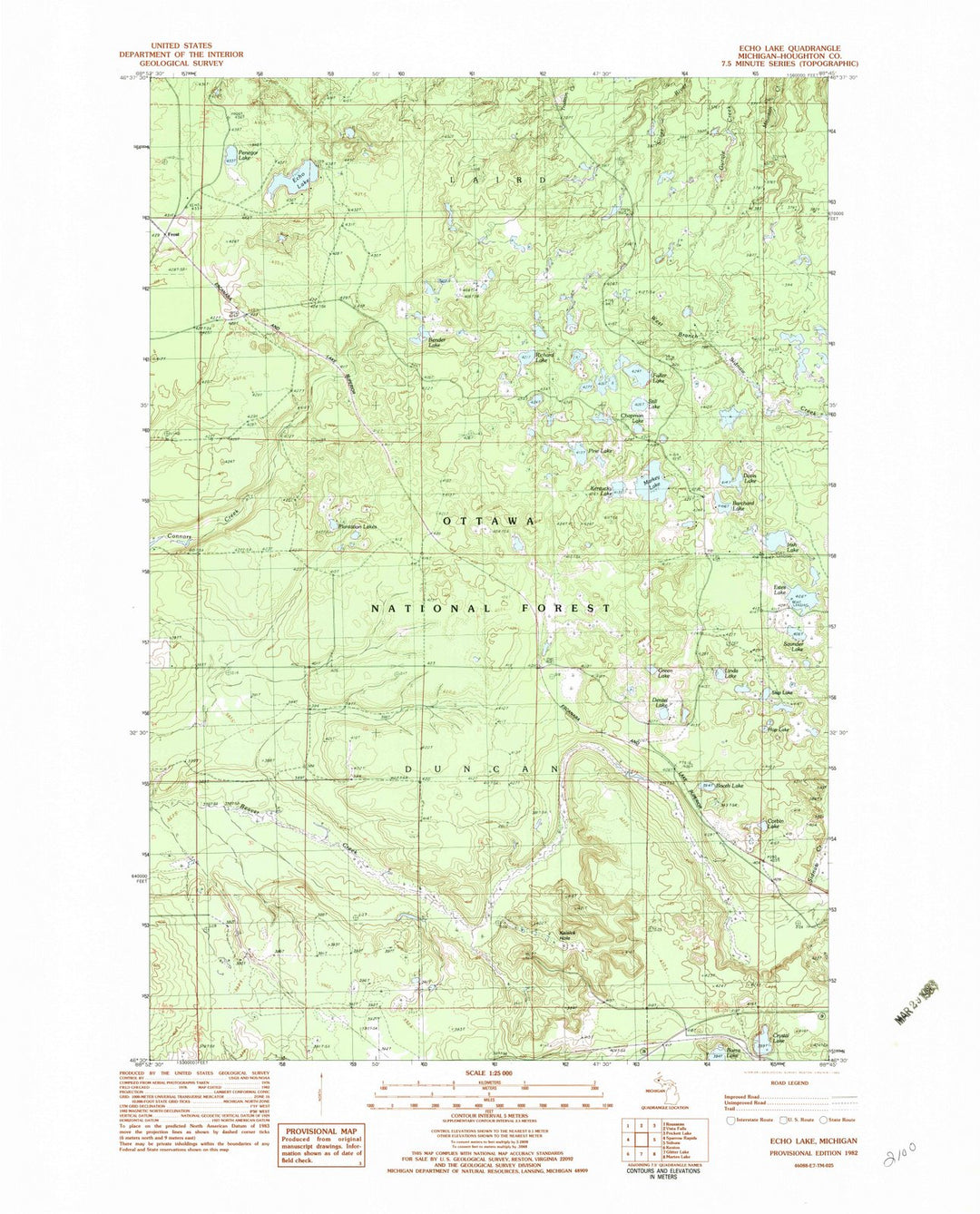 1982 Echo Lake, MI - Michigan - USGS Topographic Map