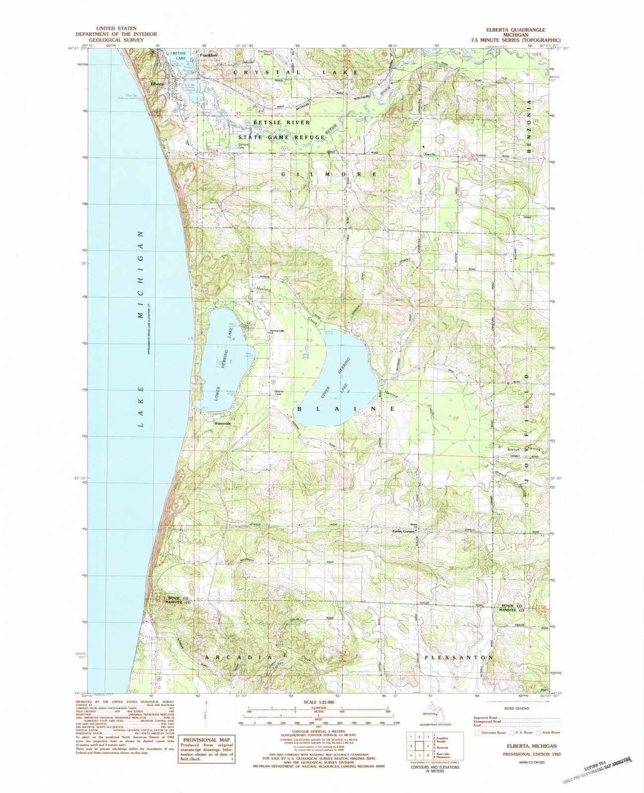 1983 Elberta, MI - Michigan - USGS Topographic Map