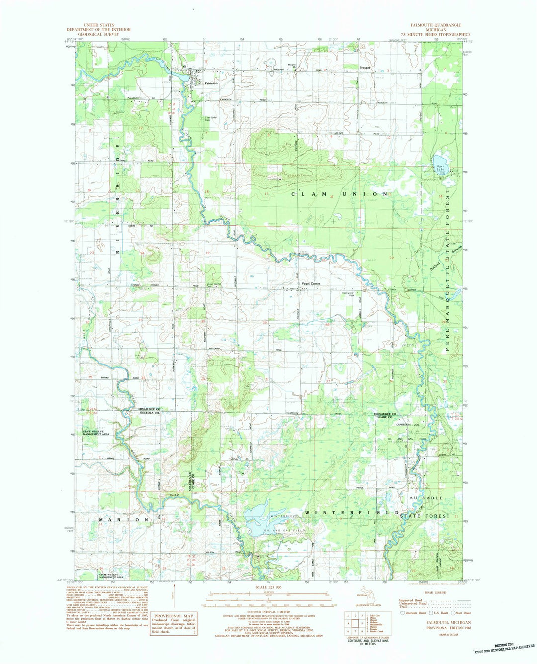 1983 Falmouth, MI - Michigan - USGS Topographic Map