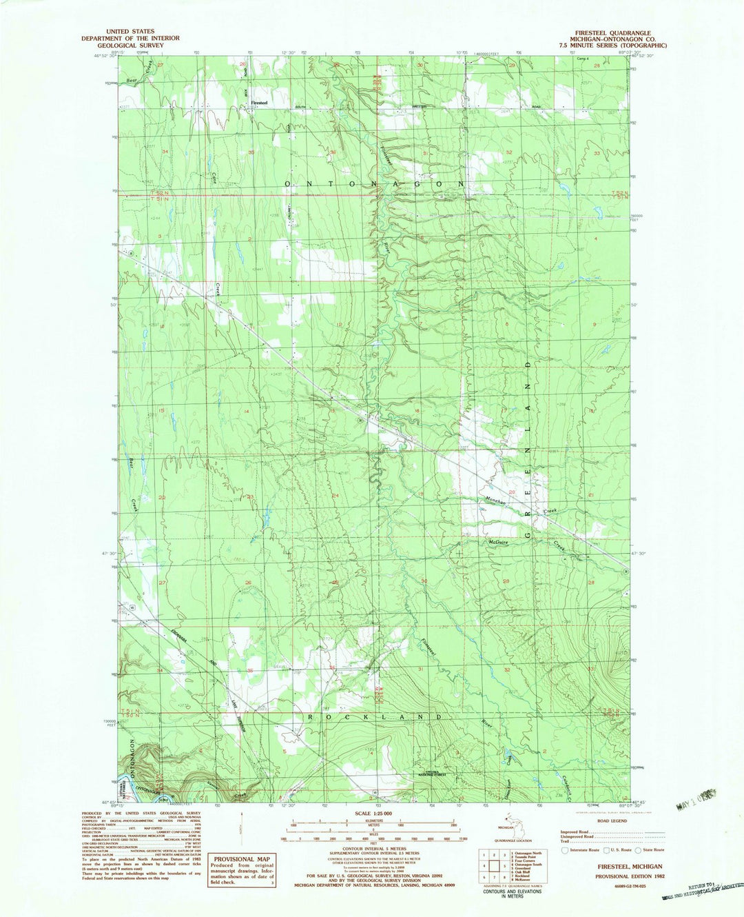 1982 Firesteel, MI - Michigan - USGS Topographic Map