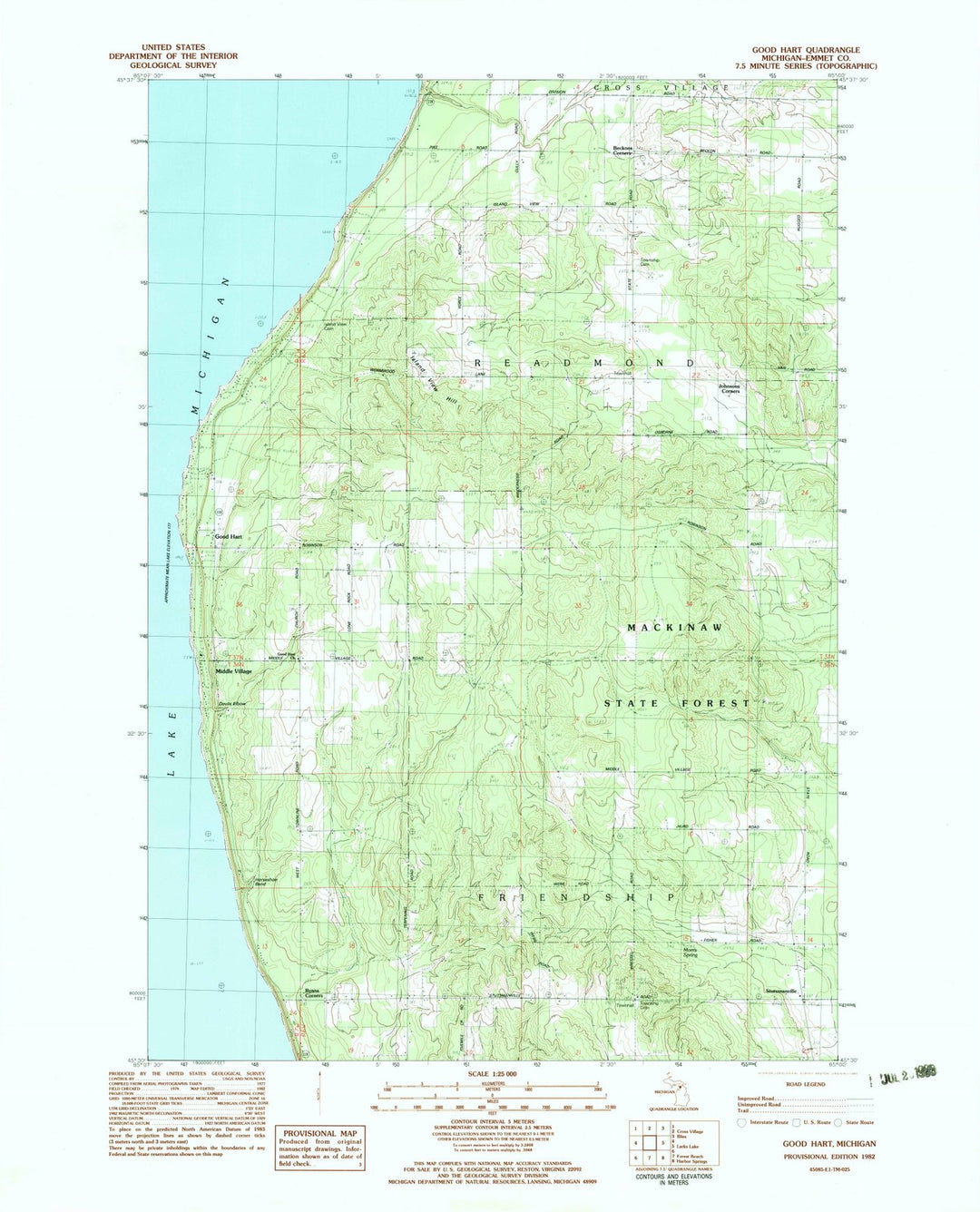 1982 Good Hart, MI - Michigan - USGS Topographic Map