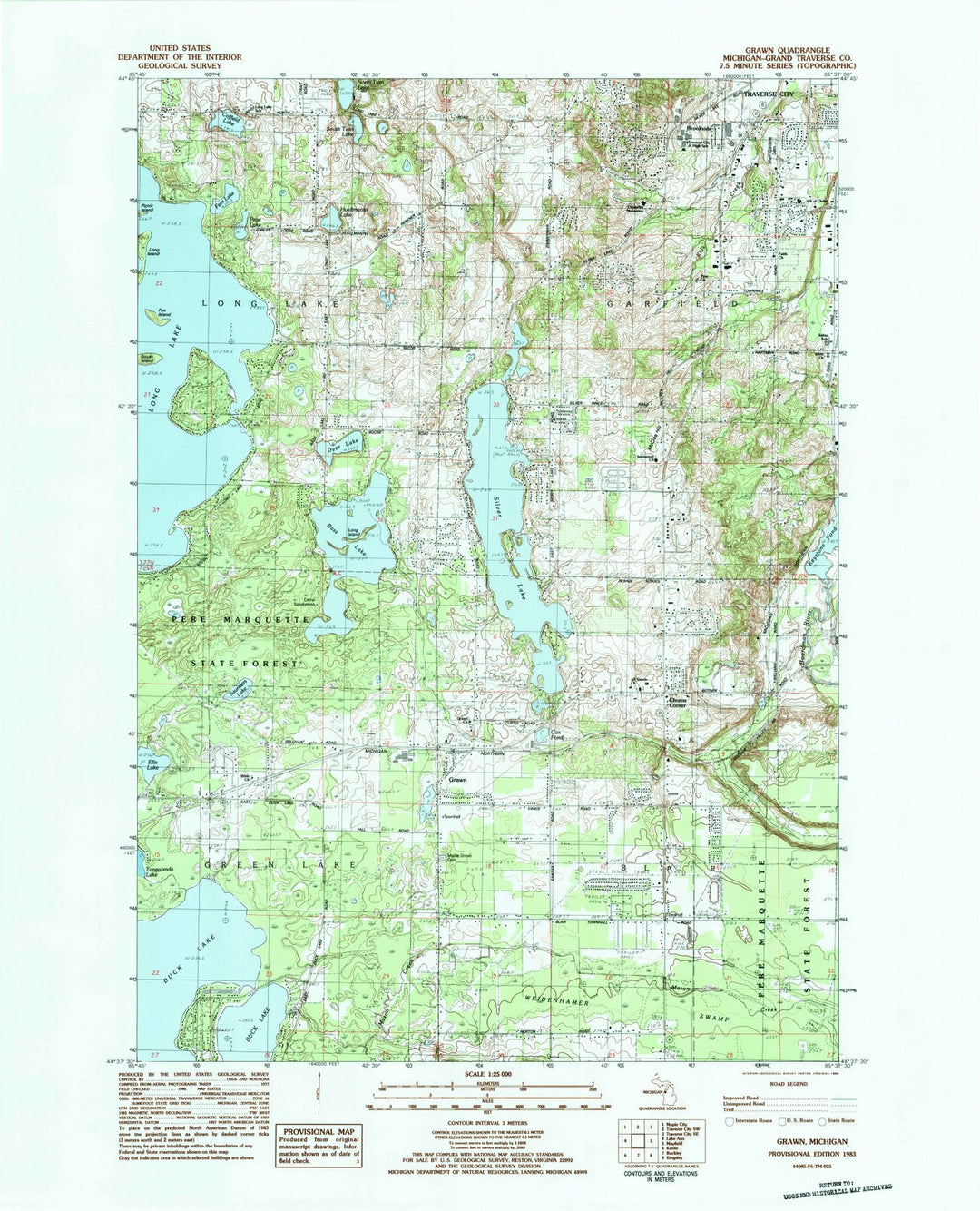 1983 Grawn, MI - Michigan - USGS Topographic Map