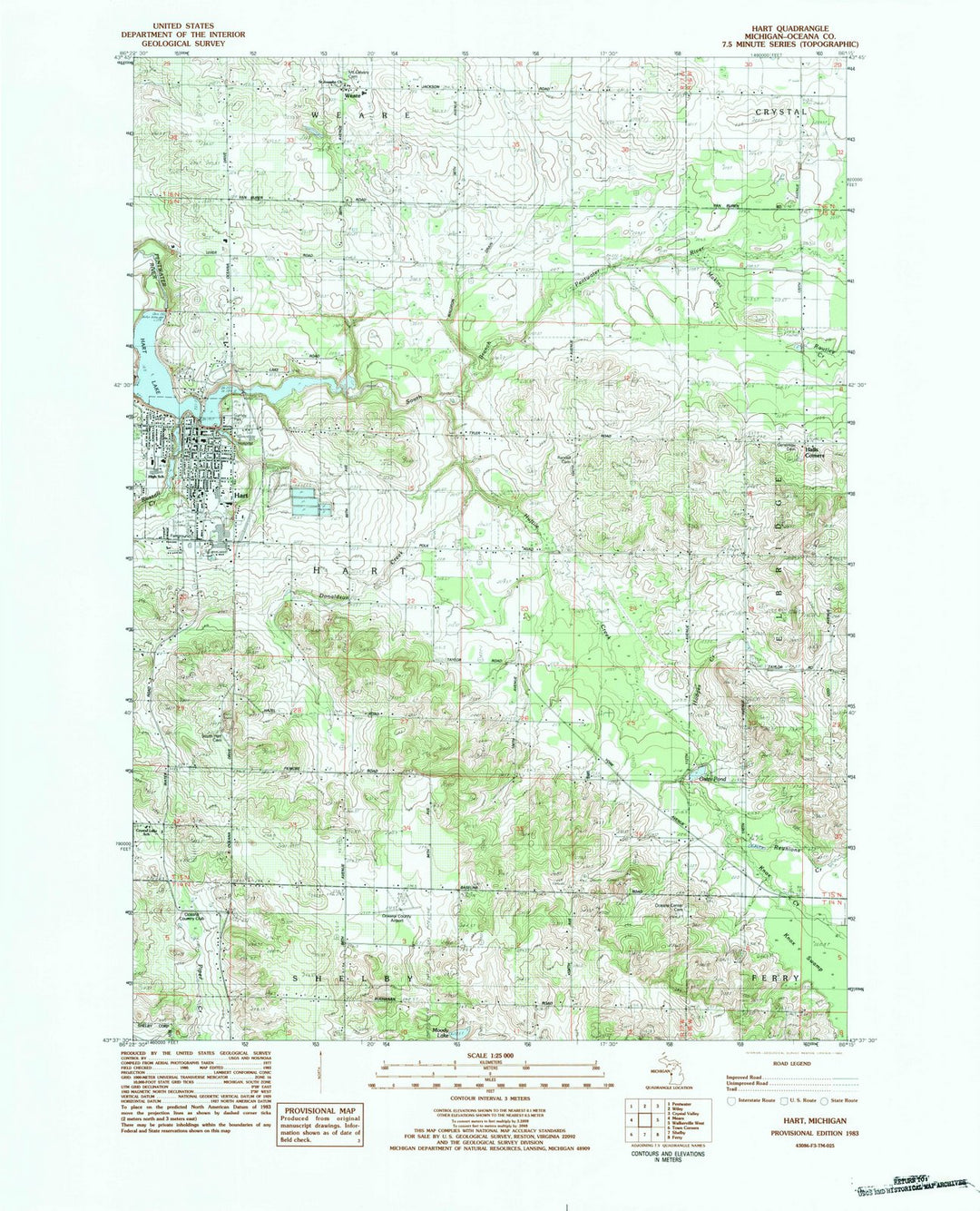 1983 Hart, MI - Michigan - USGS Topographic Map