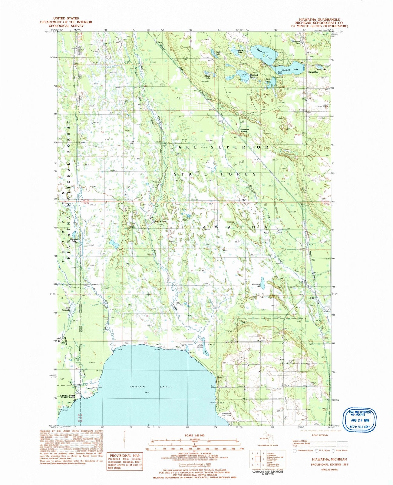 1983 Hiawatha, MI - Michigan - USGS Topographic Map