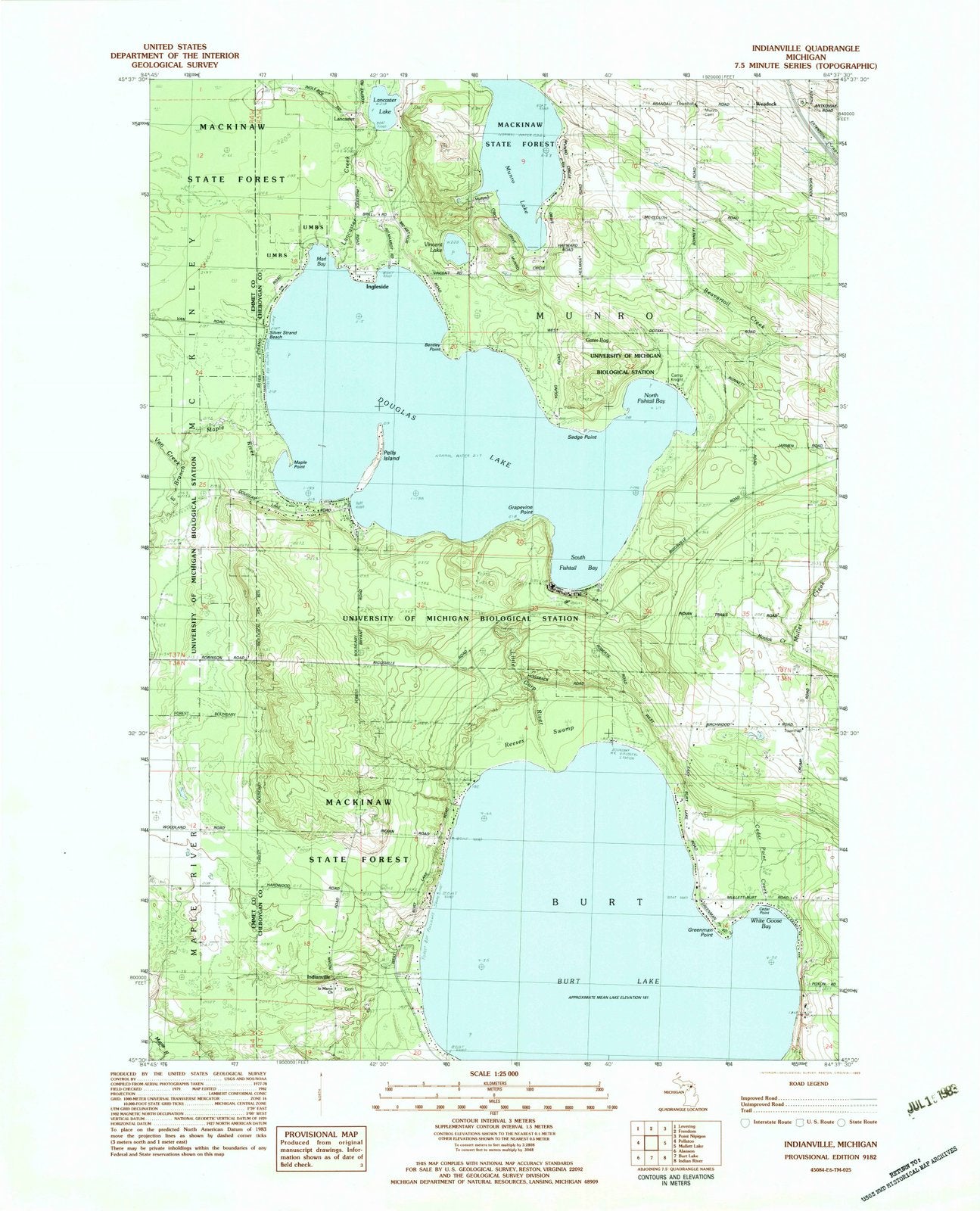 1982 Indianville, MI - Michigan - USGS Topographic Map