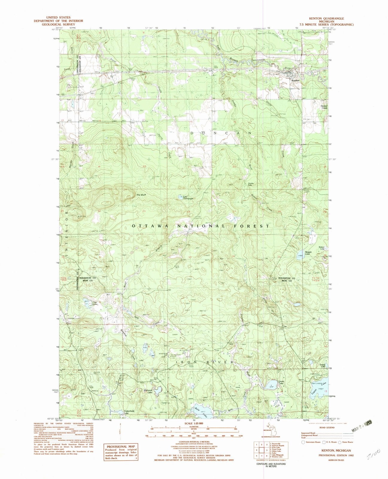 1982 Kenton, MI - Michigan - USGS Topographic Map