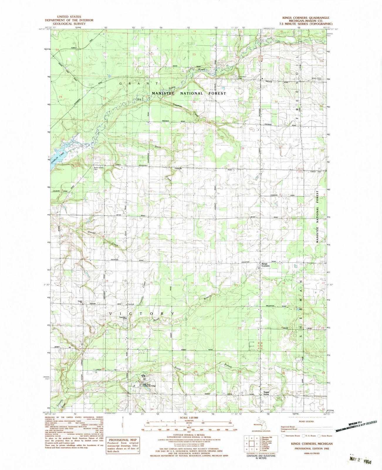 1982 Kings Corners, MI - Michigan - USGS Topographic Map