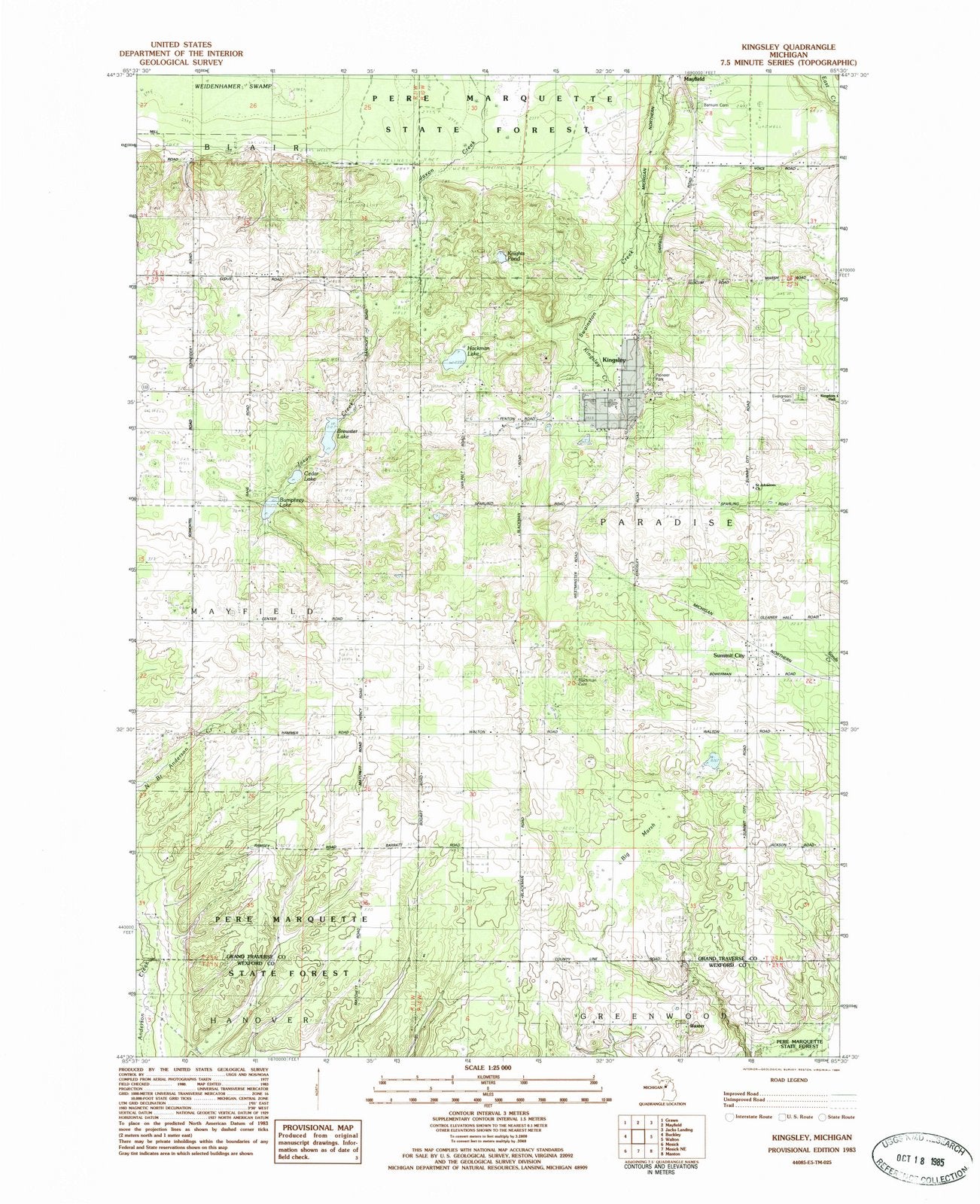 1983 Kingsley, MI - Michigan - USGS Topographic Map