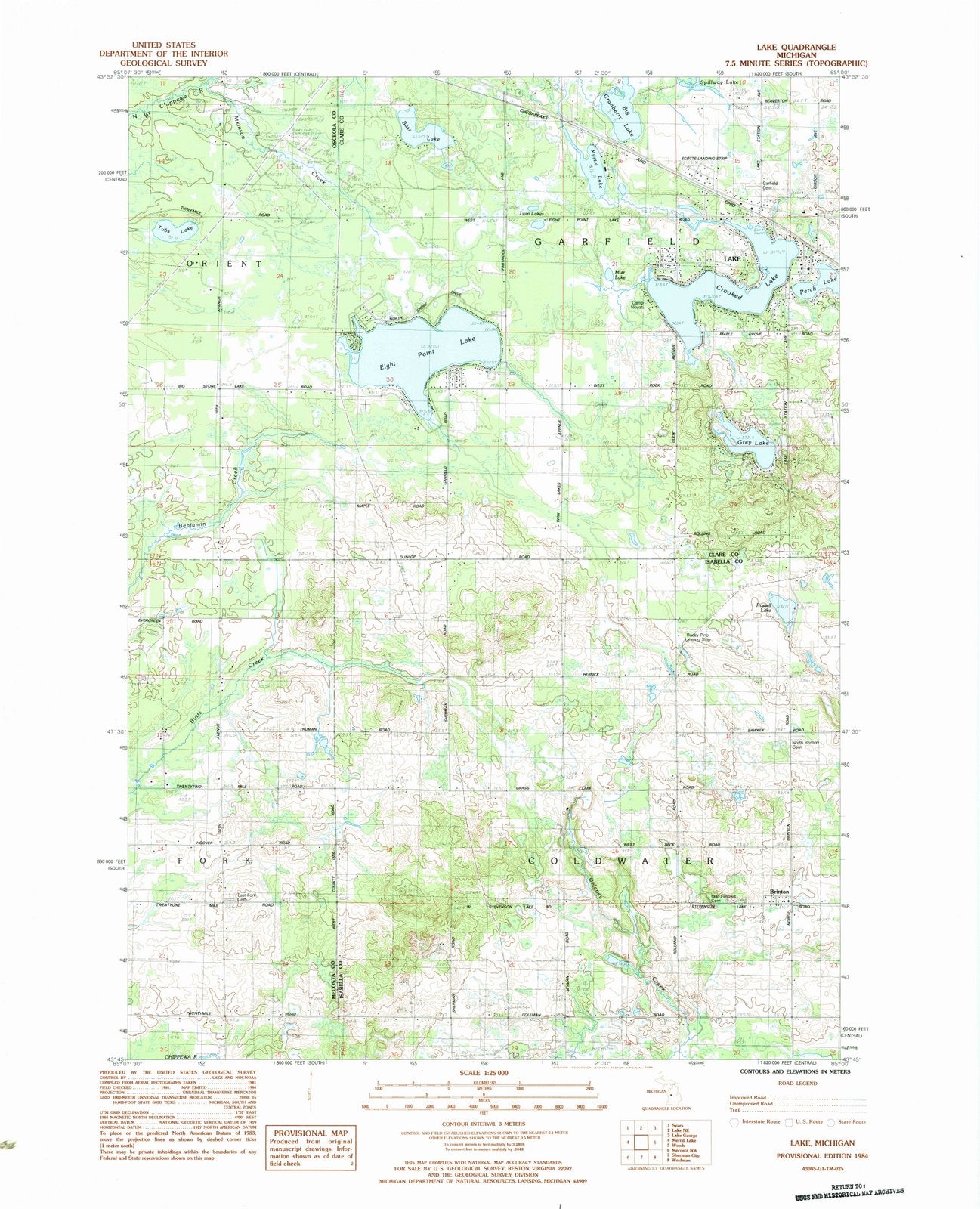 1984 Lake, MI - Michigan - USGS Topographic Map
