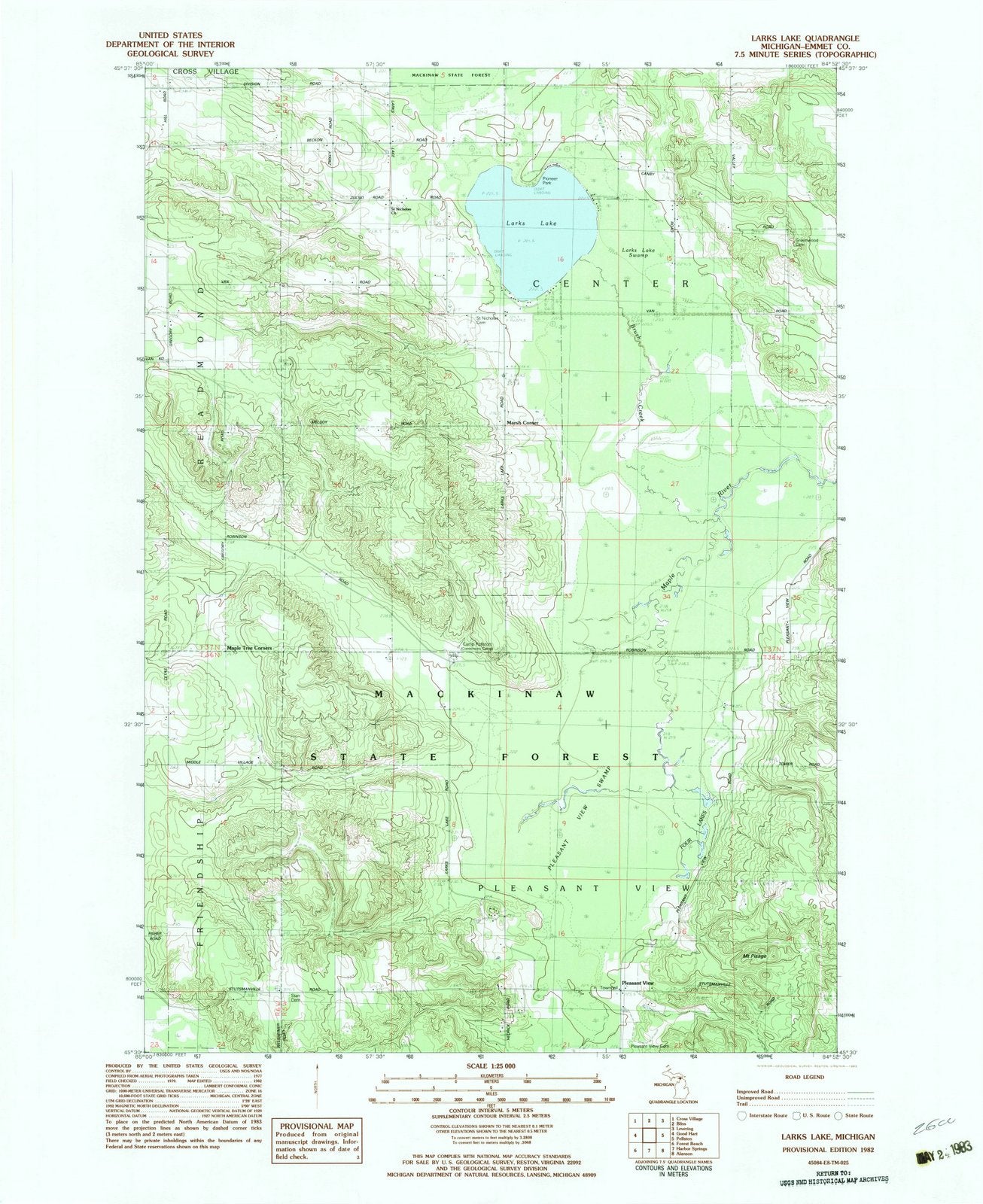 1982 Larks Lake, MI - Michigan - USGS Topographic Map