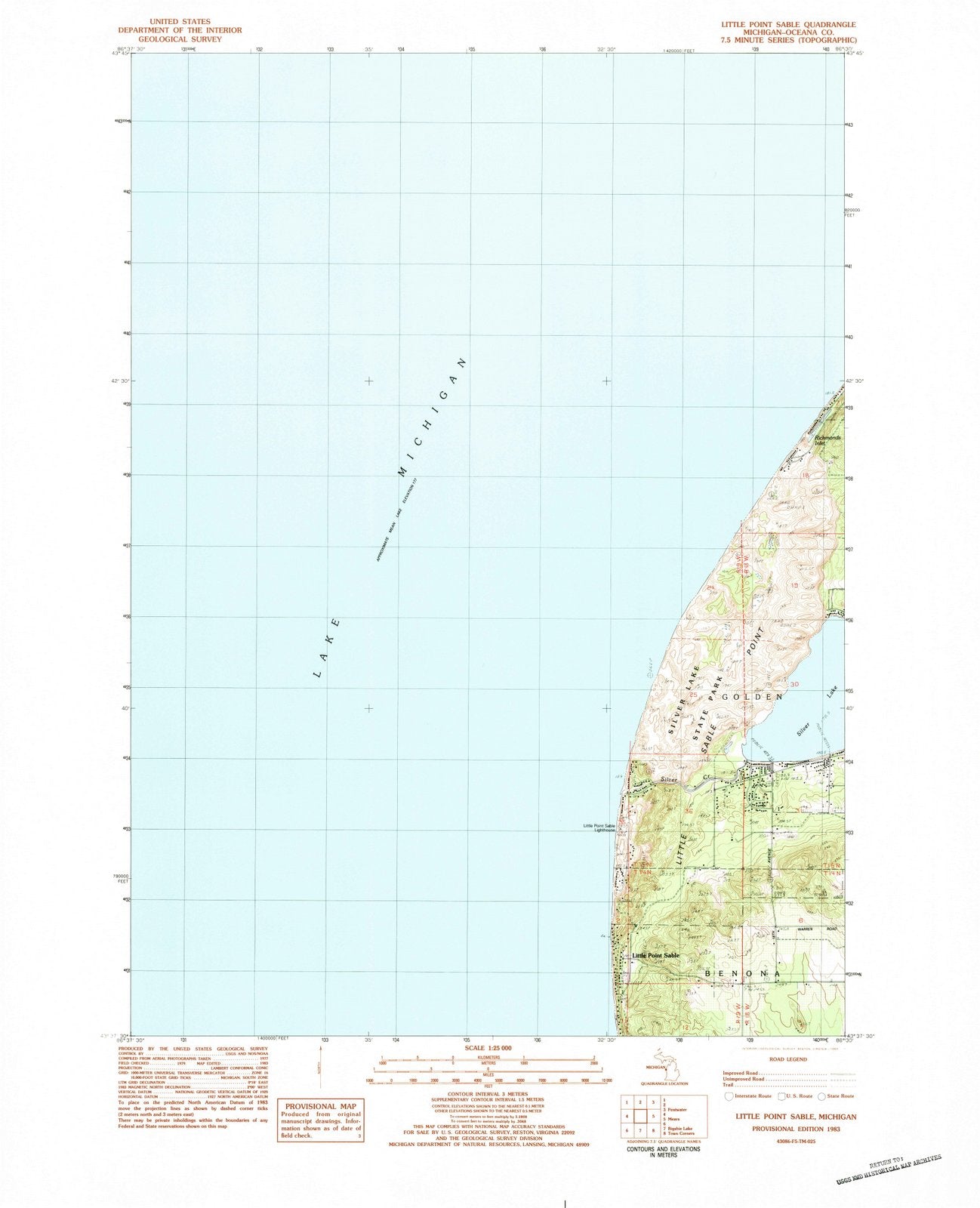 1983 Little Point Sable, MI - Michigan - USGS Topographic Map