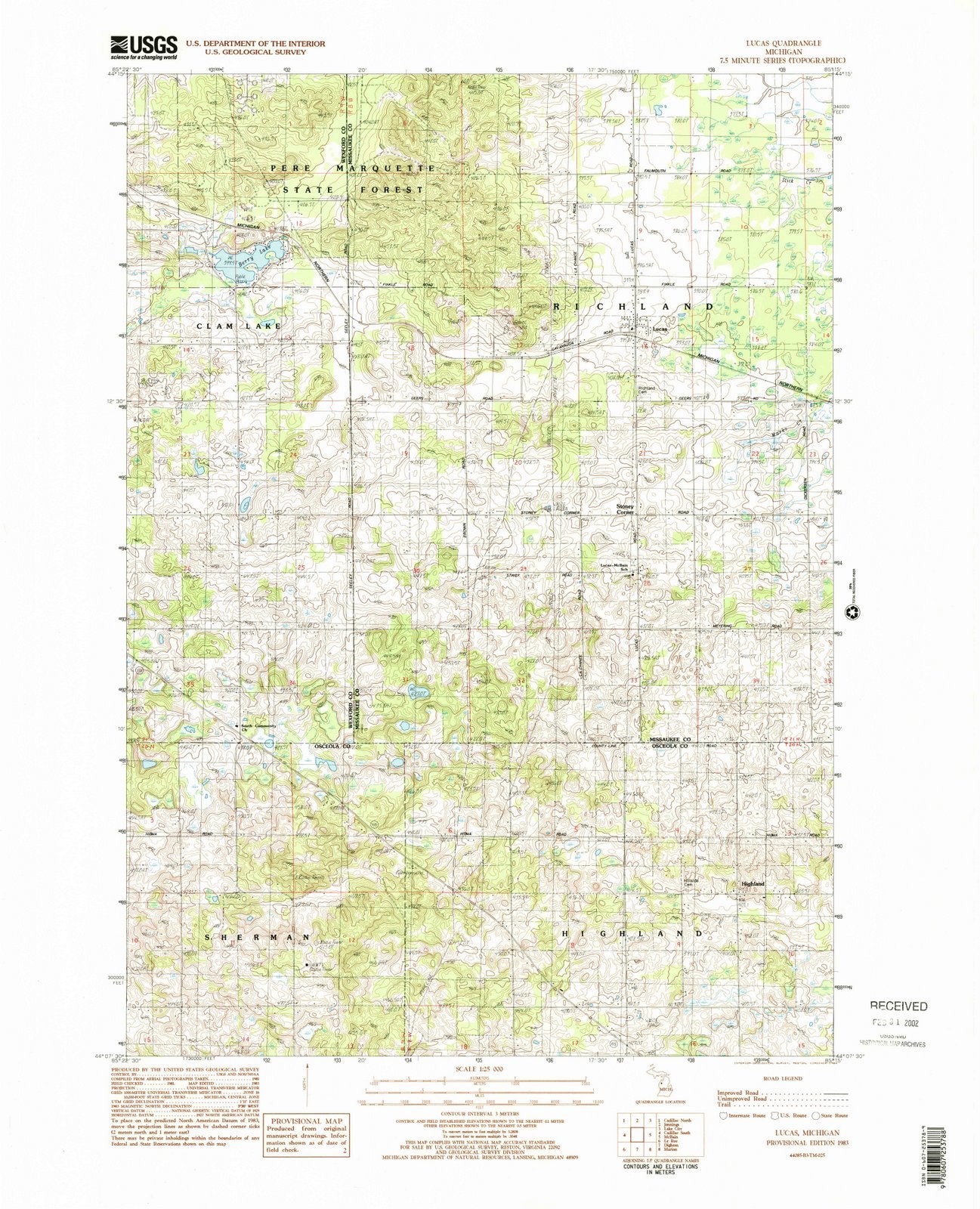 1983 Lucas, MI - Michigan - USGS Topographic Map