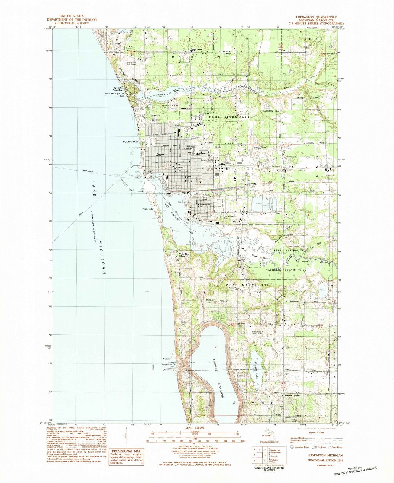 1983 Ludington, MI - Michigan - USGS Topographic Map