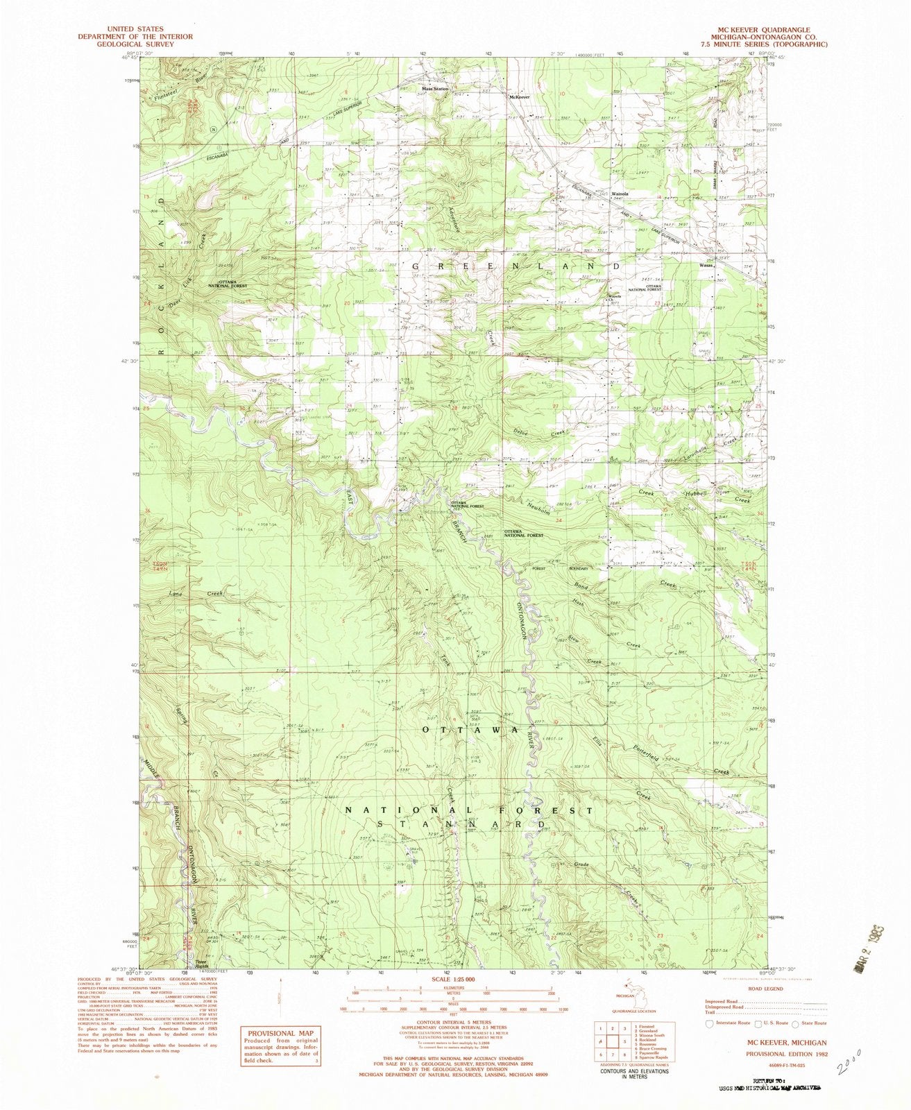 1982 McKeever, MI - Michigan - USGS Topographic Map