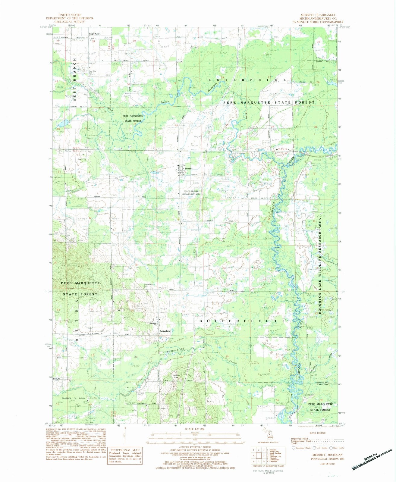 1983 Merritt, MI - Michigan - USGS Topographic Map