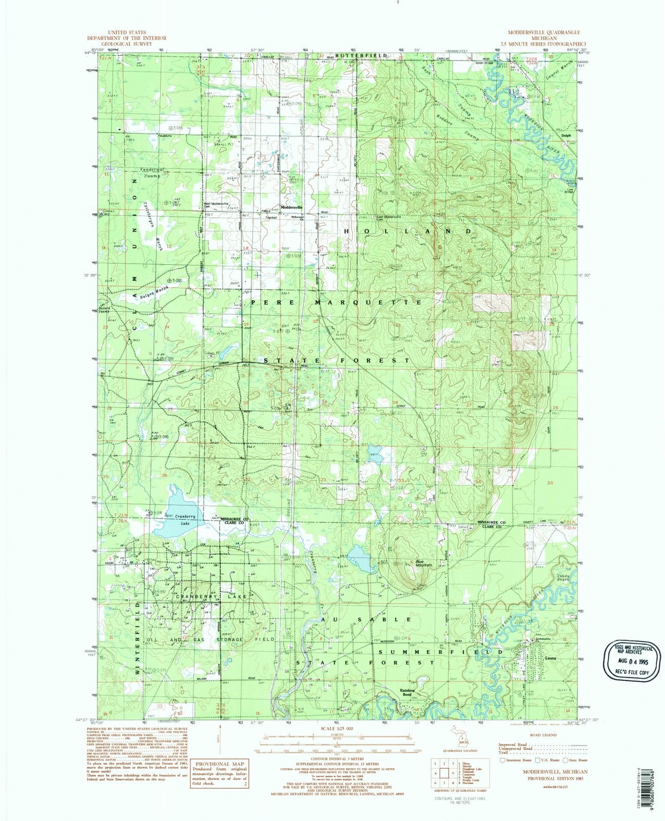 1983 Moddersville, MI - Michigan - USGS Topographic Map