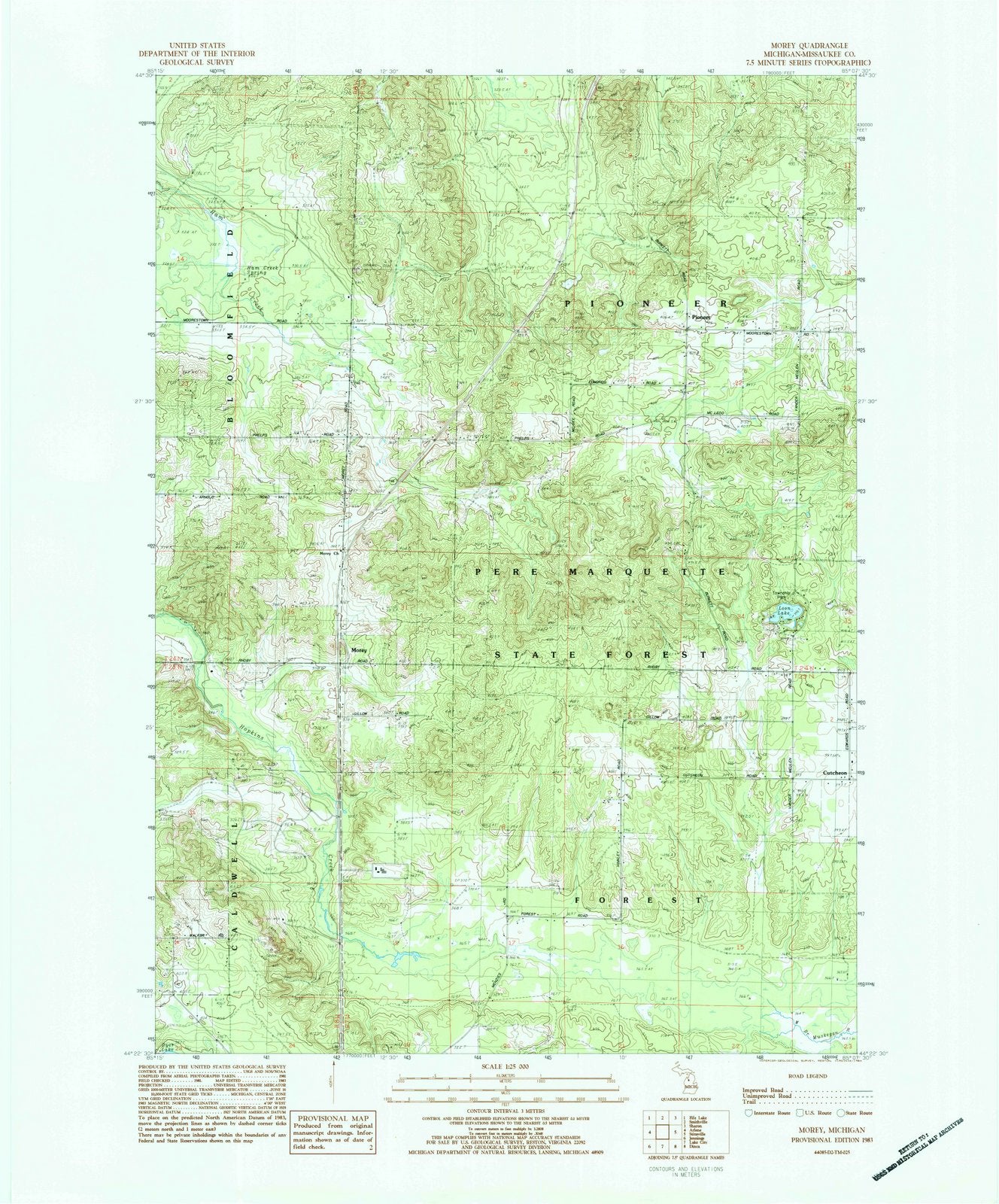 1983 Morey, MI - Michigan - USGS Topographic Map