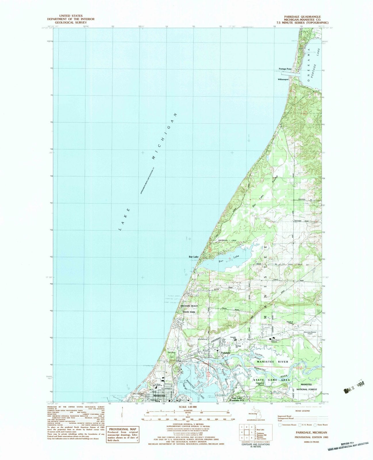 1983 Parkdale, MI - Michigan - USGS Topographic Map