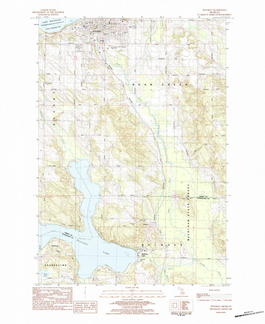1983 Petoskey, MI - Michigan - USGS Topographic Map