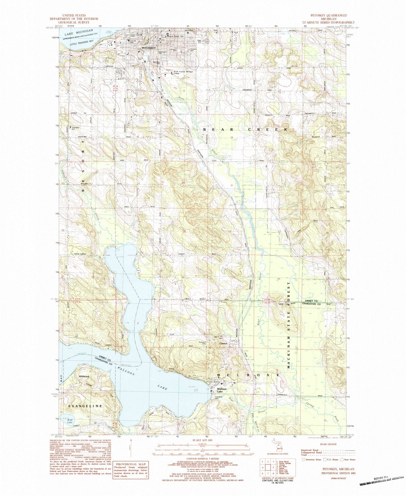 1983 Petoskey, MI - Michigan - USGS Topographic Map