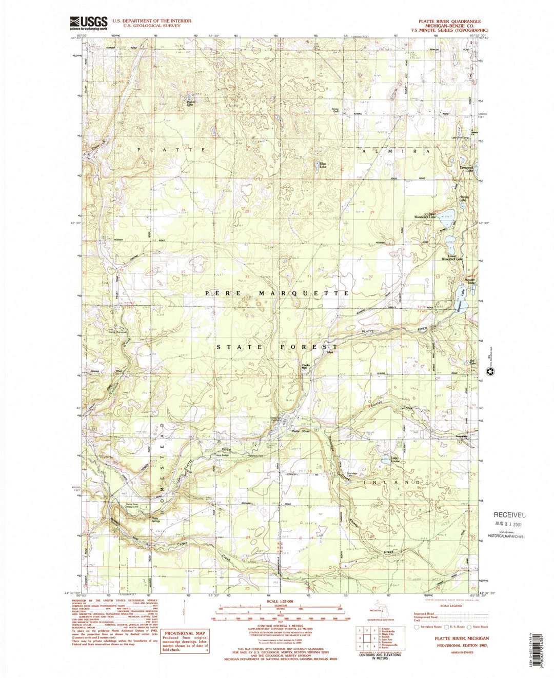 1983 Platte River, MI - Michigan - USGS Topographic Map