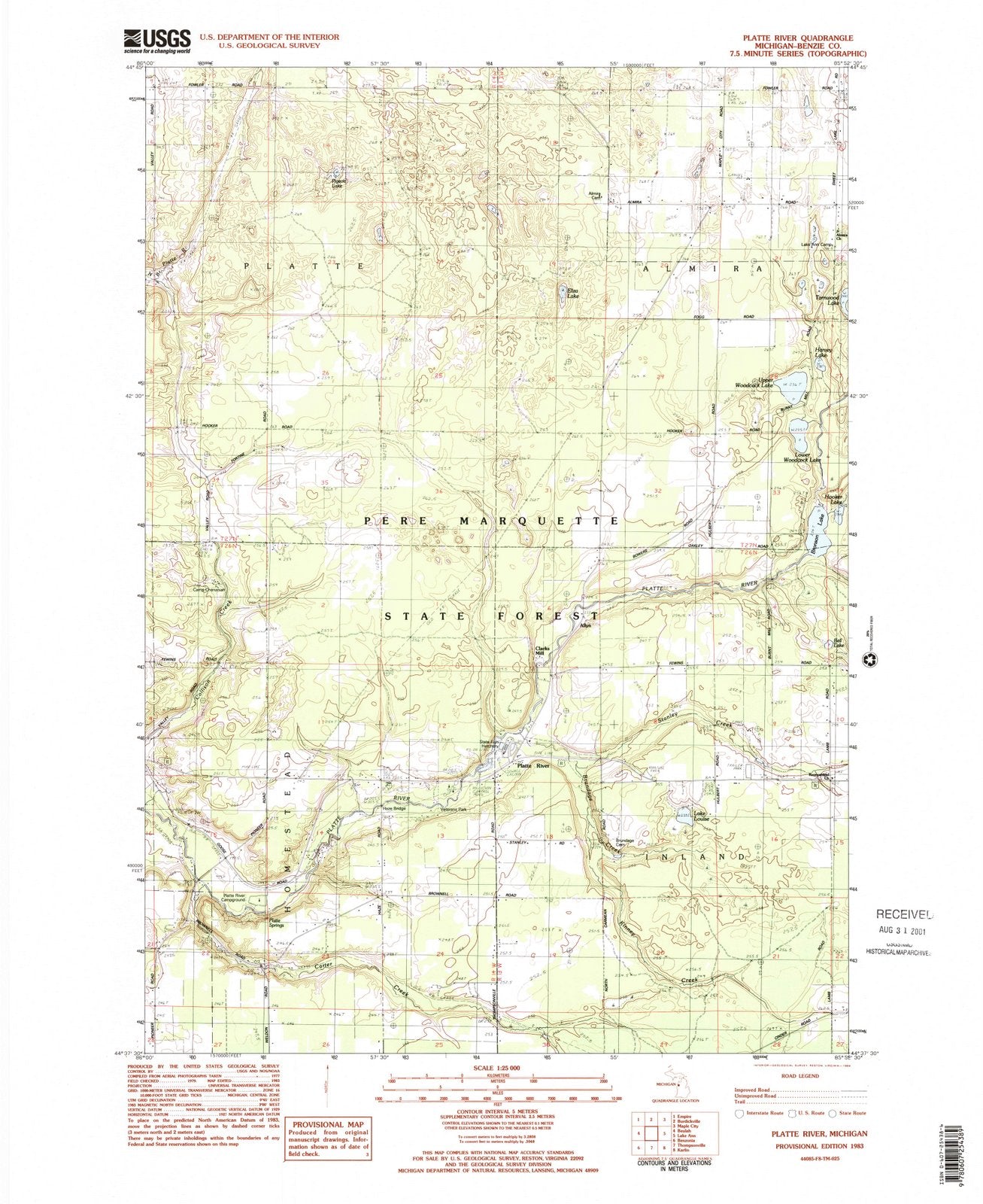 1983 Platte River, MI - Michigan - USGS Topographic Map